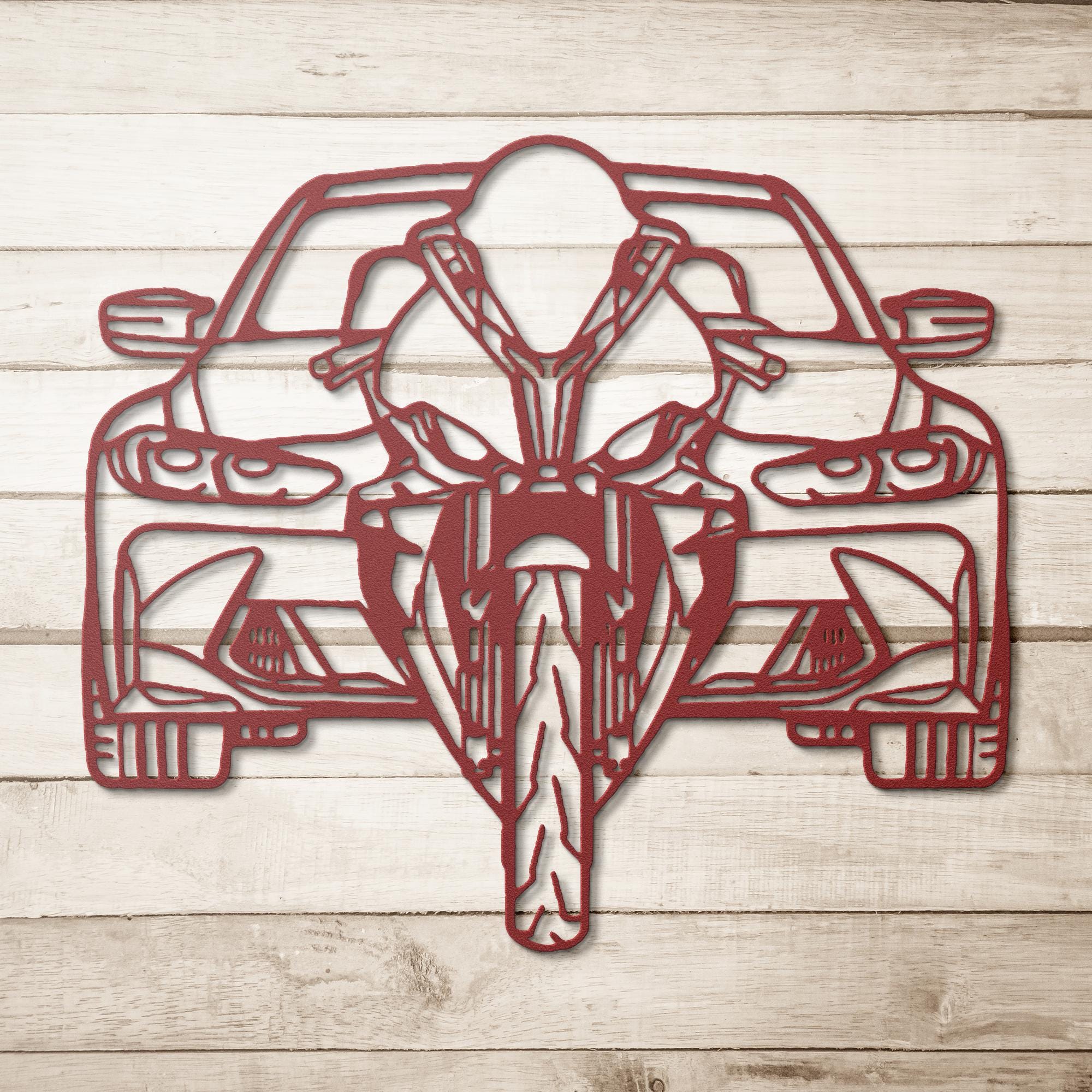 Car and Motorcycle Metal Wall Art | Automotive Duet Silhouette | Front View Die-Cut Sign | Garage Decor | Motorhead Gift