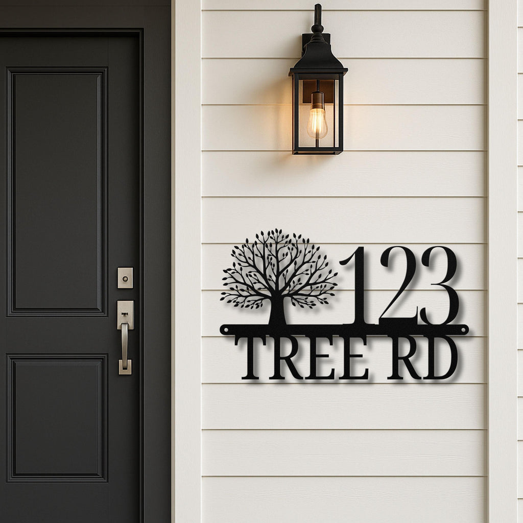 Custom Metal Address Sign | Tree of Life, House Number