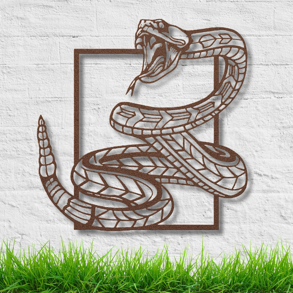 Rattlesnake Metal Sign - Coiled Rattlesnake Art | Durable Steel Wildlife Decor