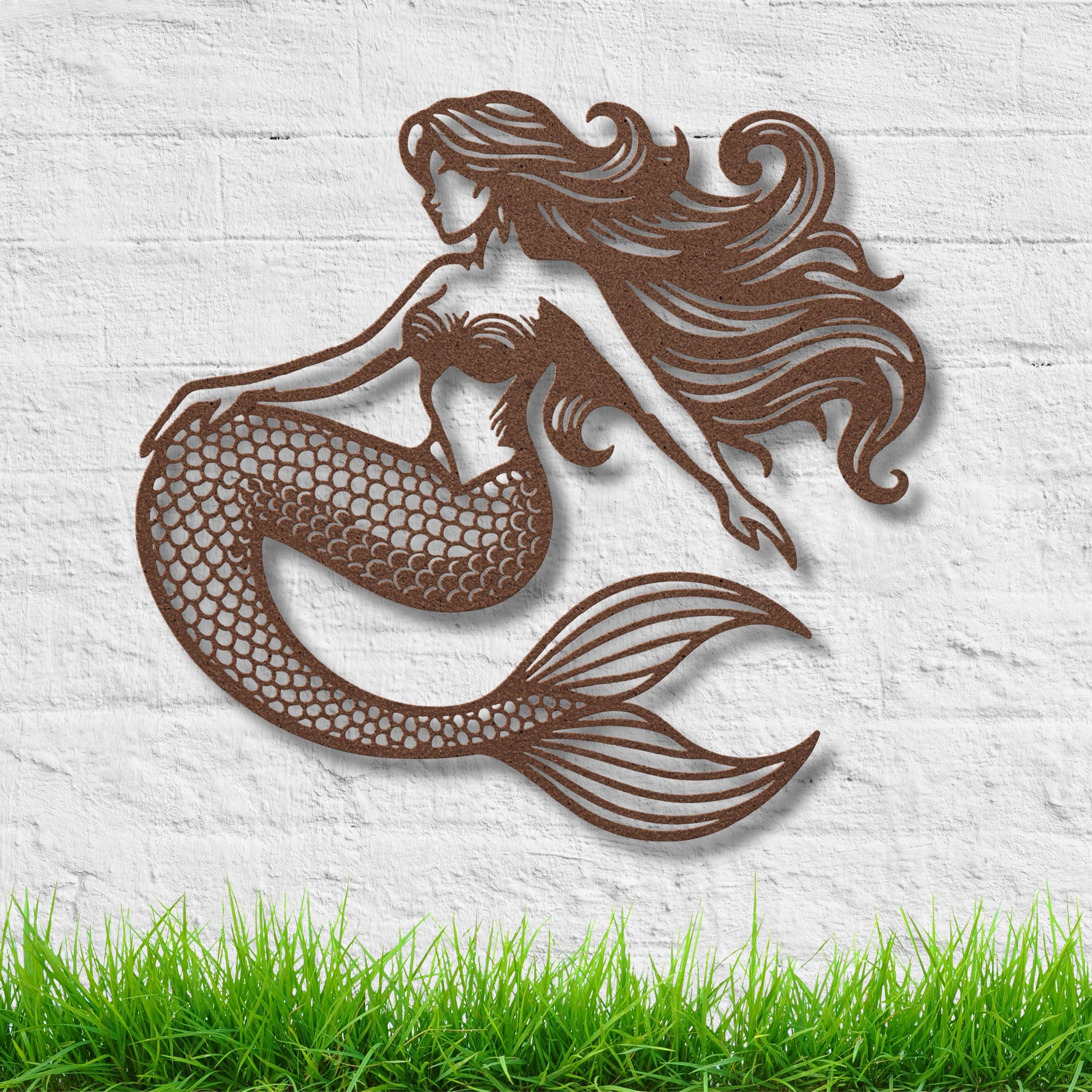 Classic Mermaid Die-Cut Metal Sign, Siren Nautical Decor, Fantasy Ocean Art, Beach Lover Gift
