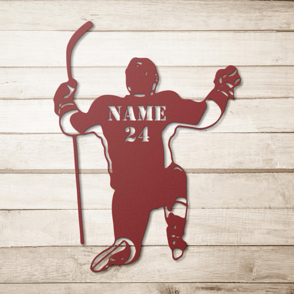 Personalized Hockey Wall Art - Custom Player Sign | Metal Sports Sign with Name & Number