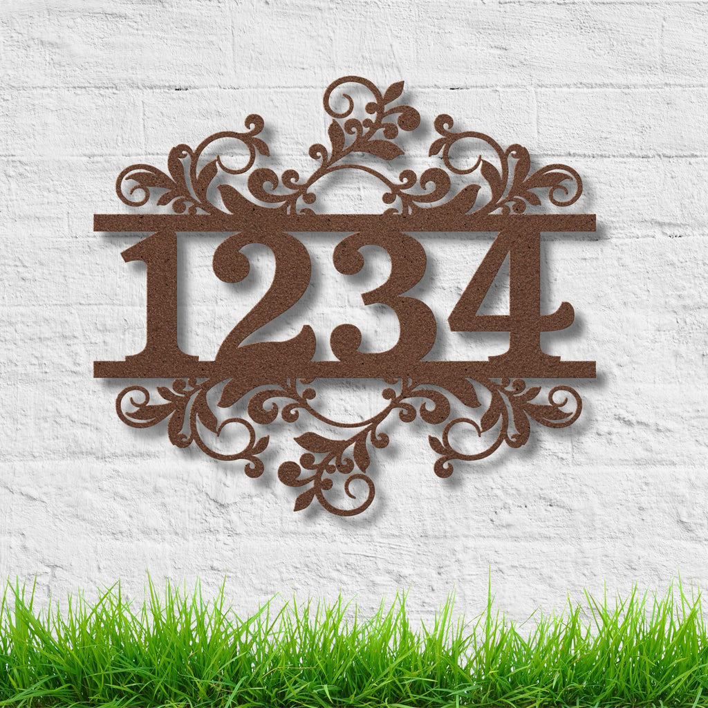 Personalized Metal Address Sign, Scroll Swirl House Numbers, Door Decor