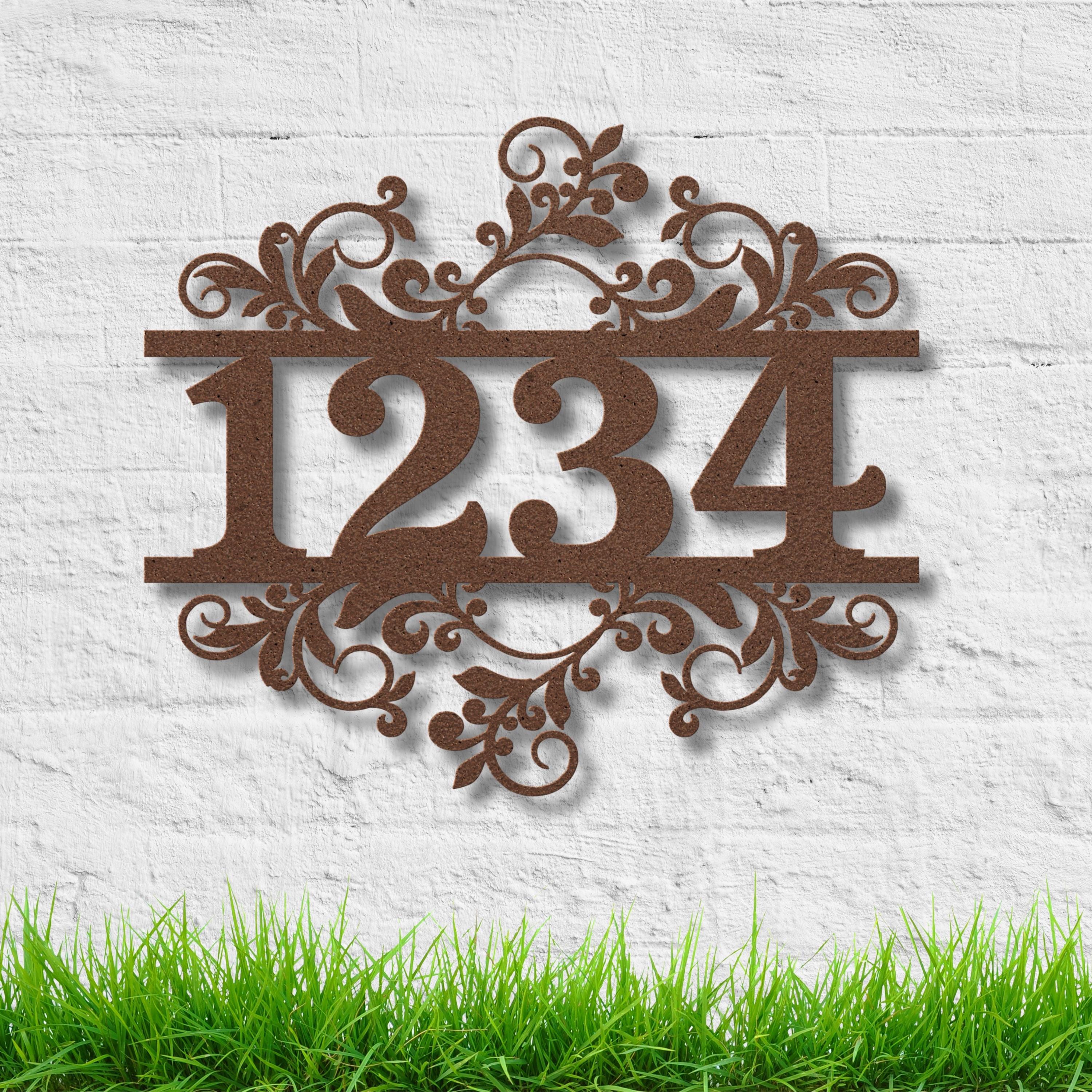 Personalized Metal Address Sign, Scroll Swirl House Numbers, Door Decor