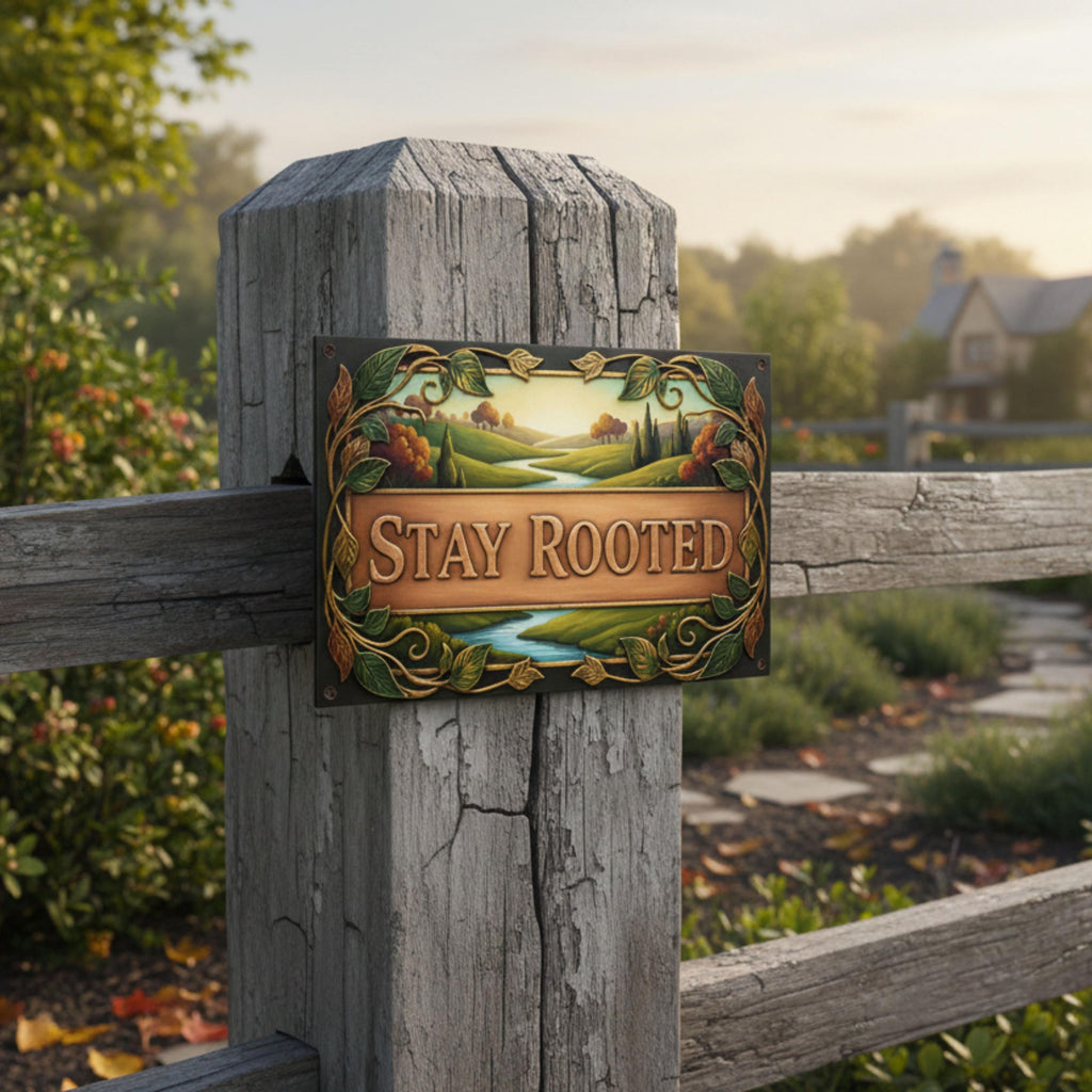 Stay Rooted Metal Sign, Landscape River Wall Art, Nature Inspired Decor, Grounding Gift Idea