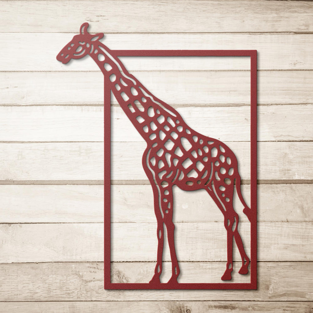 African Giraffe Silhouette Metal Wall Art | Die-Cut Nature Safari Decor | Unique Minimalist Farmhouse Gift for Animal Lovers