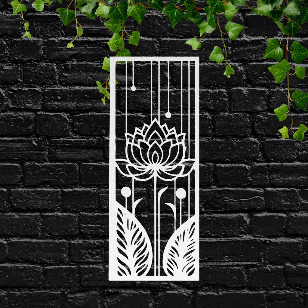 Lotus Flower Metal Wall Art, Zen Floral Decor, Yoga Studio Sign, Botanical Wall Art