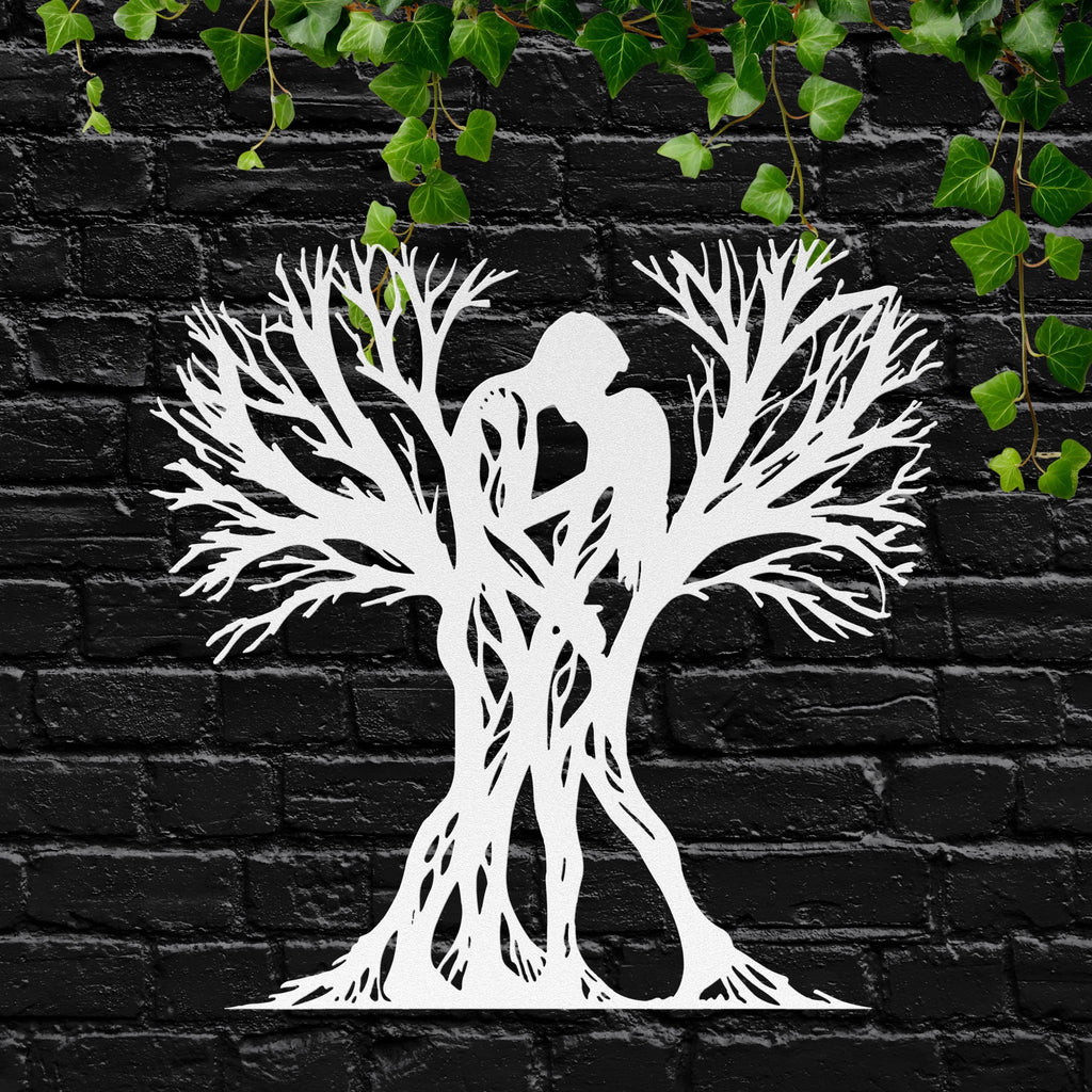 Tree of Love Metal Wall Art | Couple Silhouette, Anniversary Gift