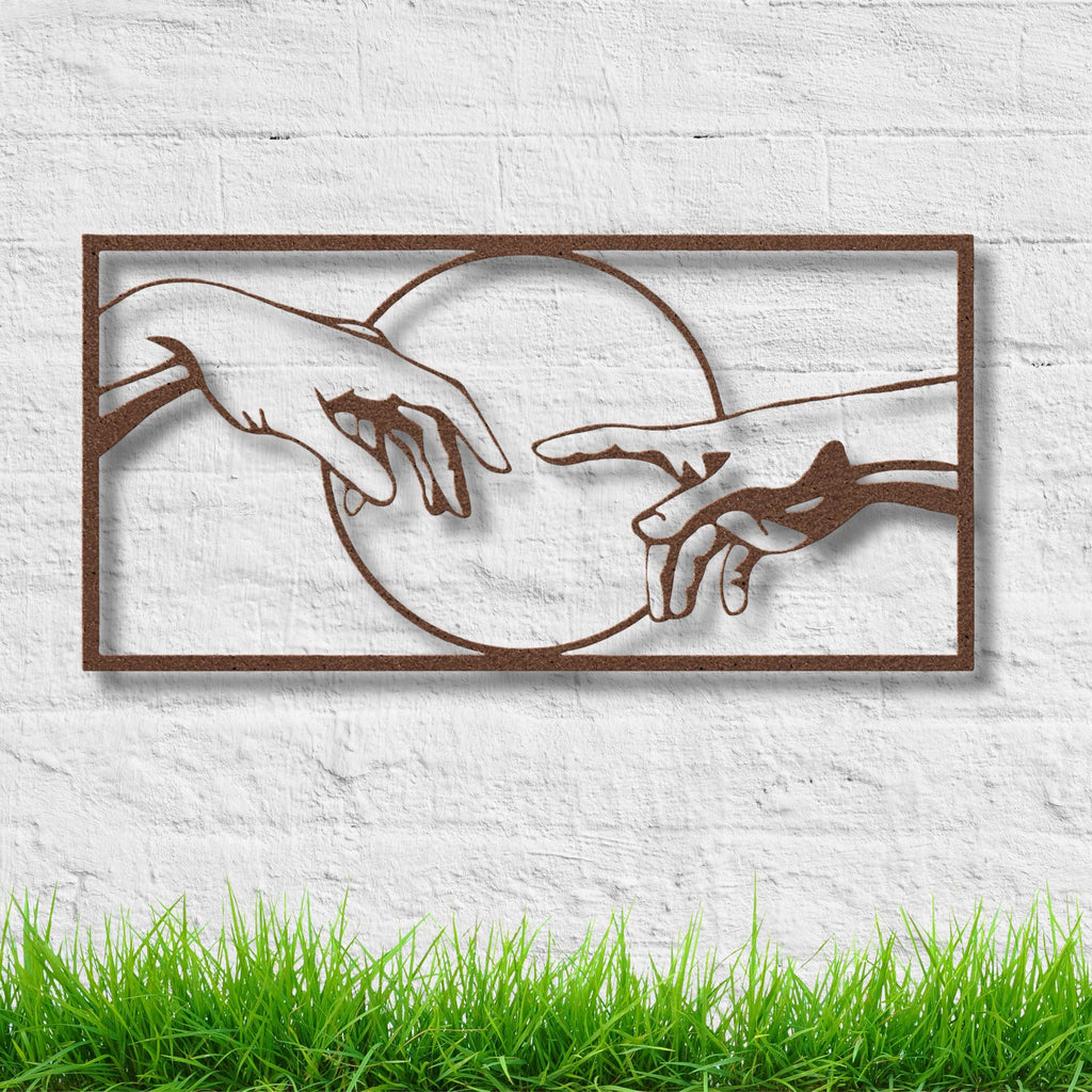 Creation of Adam Hands Metal Wall Art | Michelangelo Inspired Decor | Famous Painting Art | Classic Home Die Cut