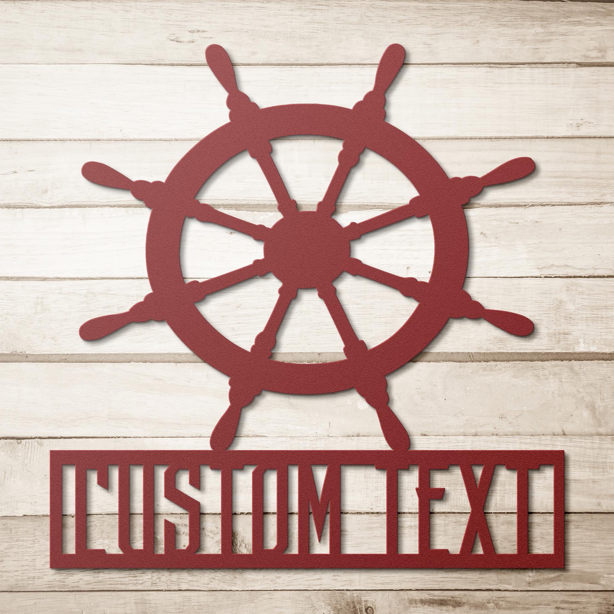 Custom Ship Wheel Metal Sign: Personalized Nautical Decor
