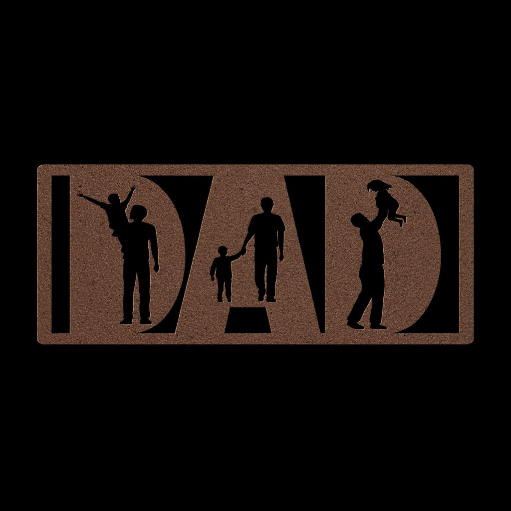 DAD Metal Sign: Father & Child Silhouette, Personalized Garage Decor