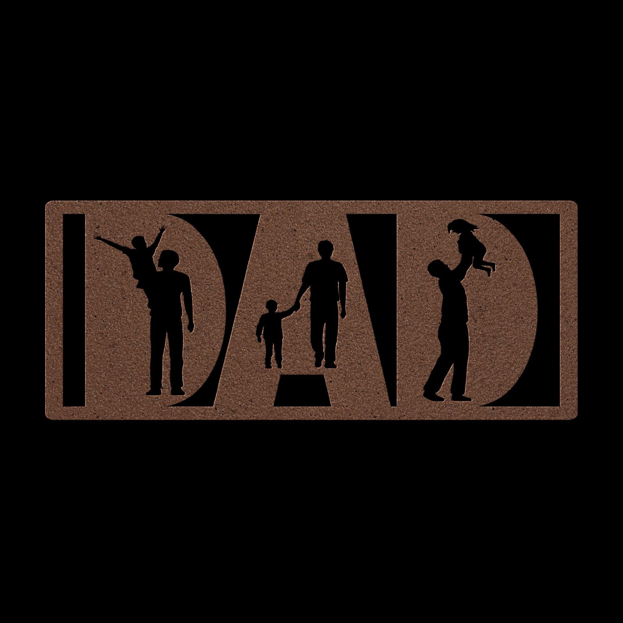 DAD Metal Sign: Father & Child Silhouette, Personalized Garage Decor
