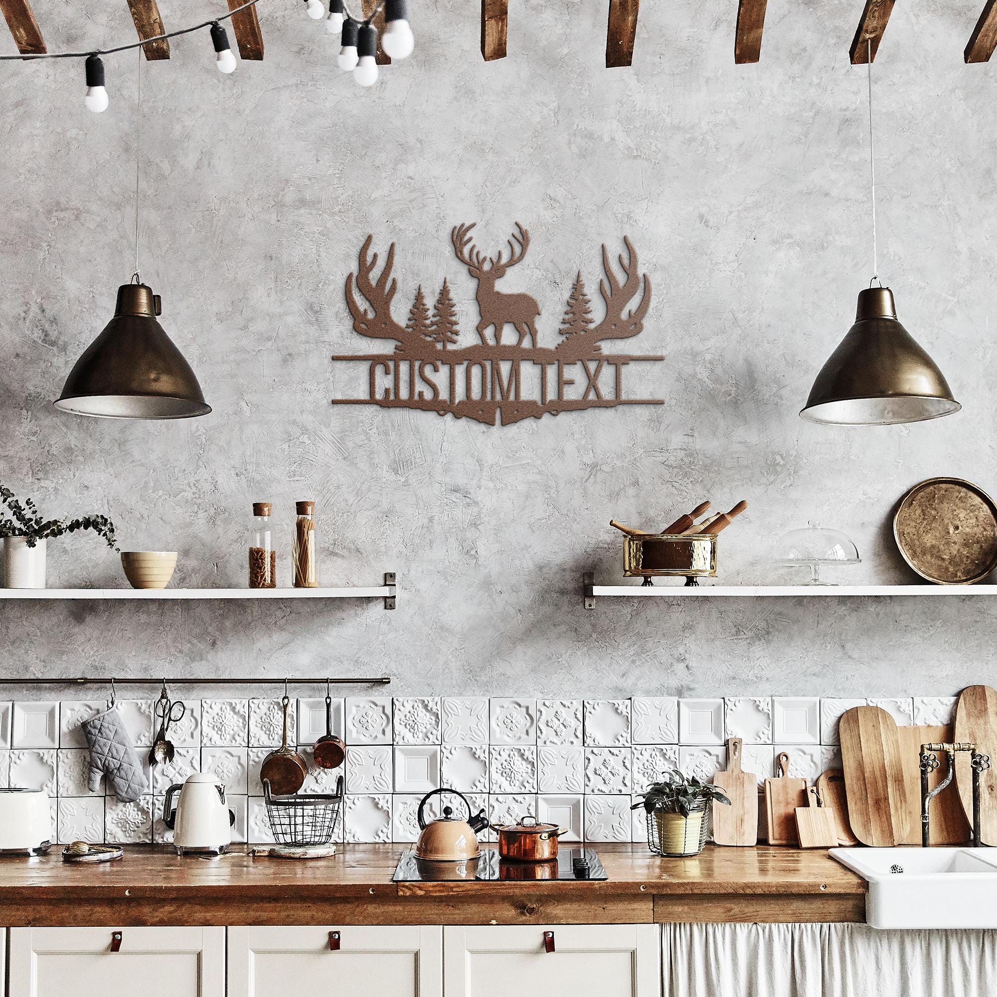 Personalized Deer Antler Metal Sign | Custom Hunting Cabin Decor | Rustic Woodland Hunter Gift
