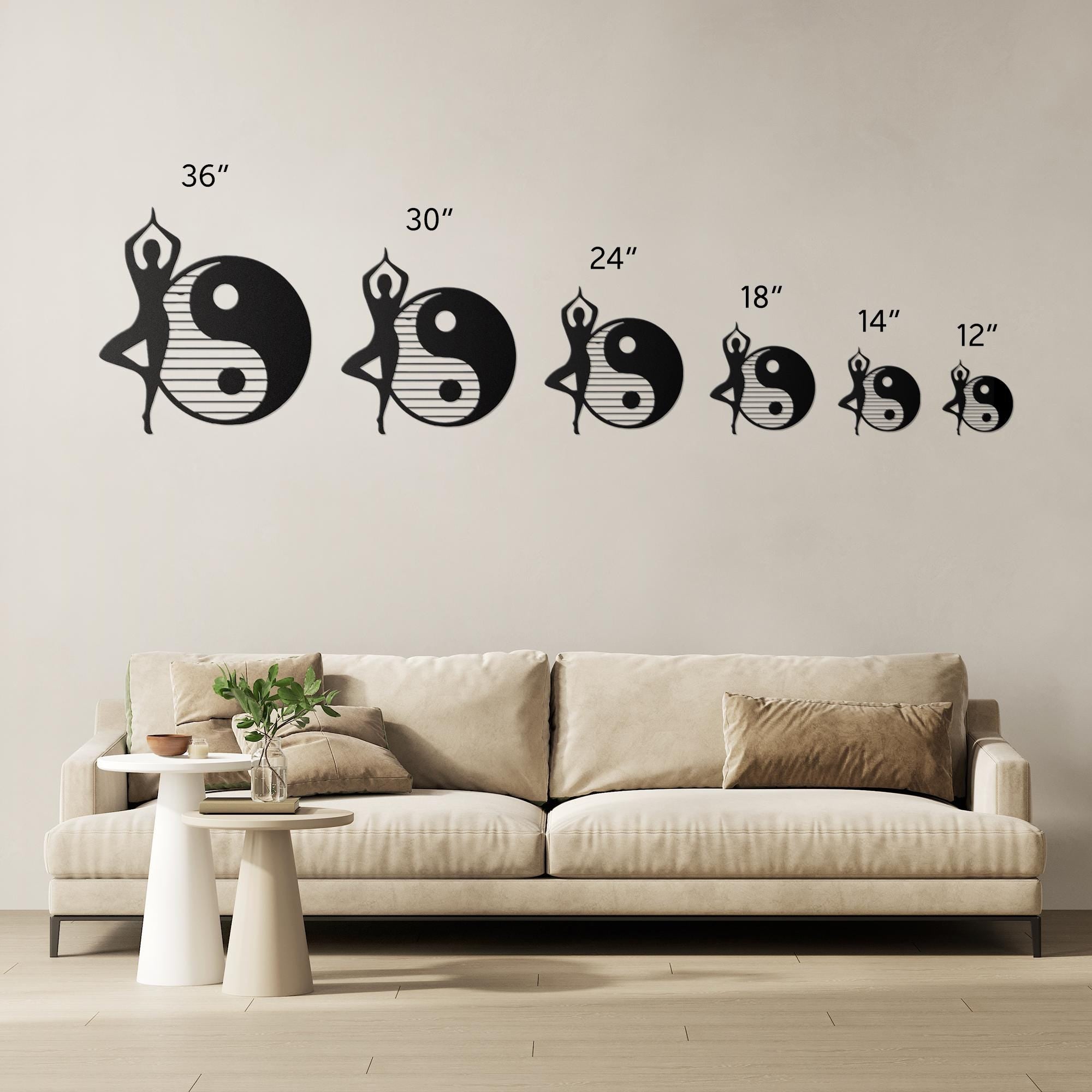 Yoga Pose Yin Yang Metal Wall Art, Meditation Decor