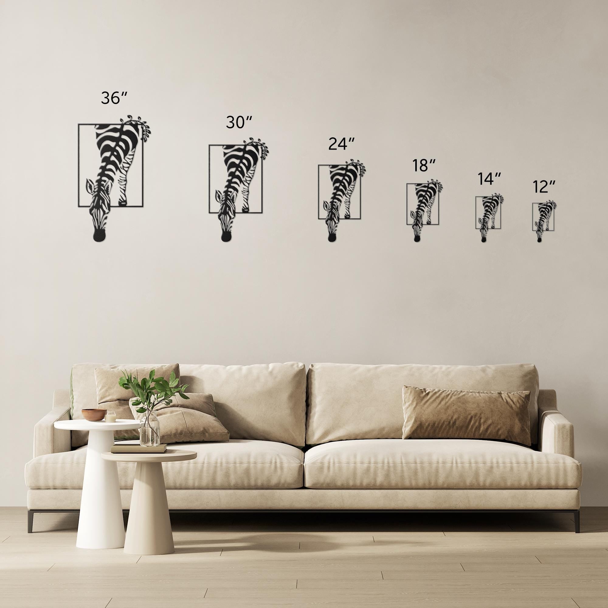 Zebra Metal Wall Art, Die-Cut Animal Sign, Modern Farmhouse Decor