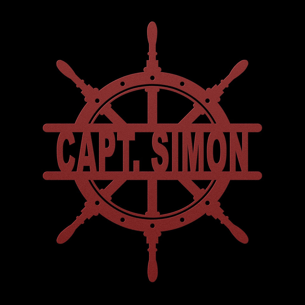 Captain's Wheel Personalized Metal Sign, Custom Text, Nautical Gift, Sailor Gift