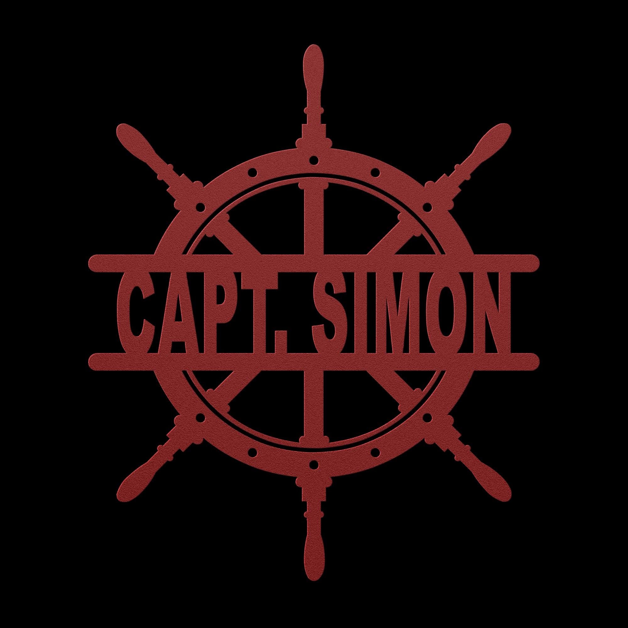 Captain's Wheel Personalized Metal Sign, Custom Text, Nautical Gift, Sailor Gift