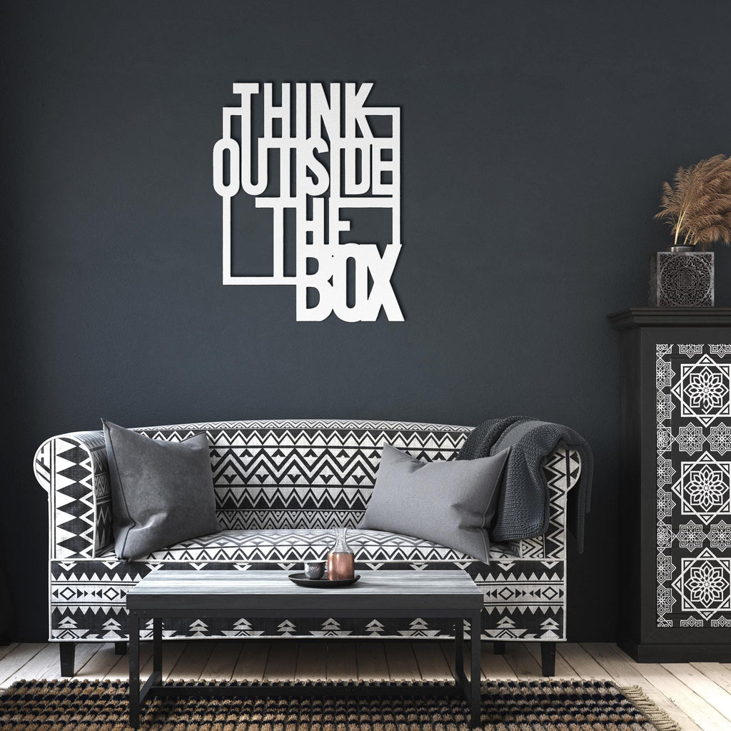 Motivational Metal Sign – Think Outside Box Decor | Durable Steel Office Wall Art