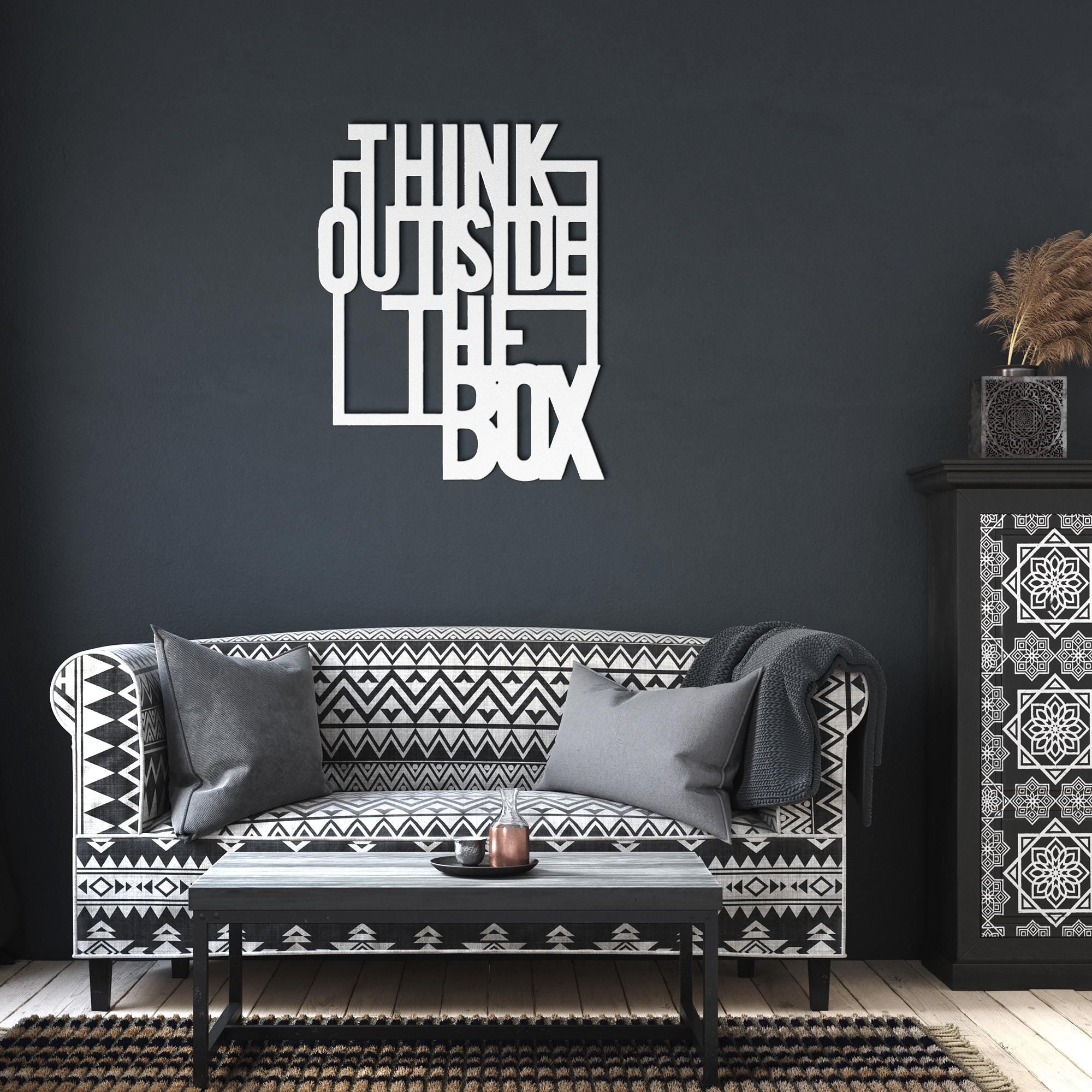 Motivational Metal Sign – Think Outside Box Decor | Durable Steel Office Wall Art