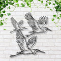 Flying Heron Metal Wall Art, Set of 3 Bird Signs, Coastal Nature Home Decor