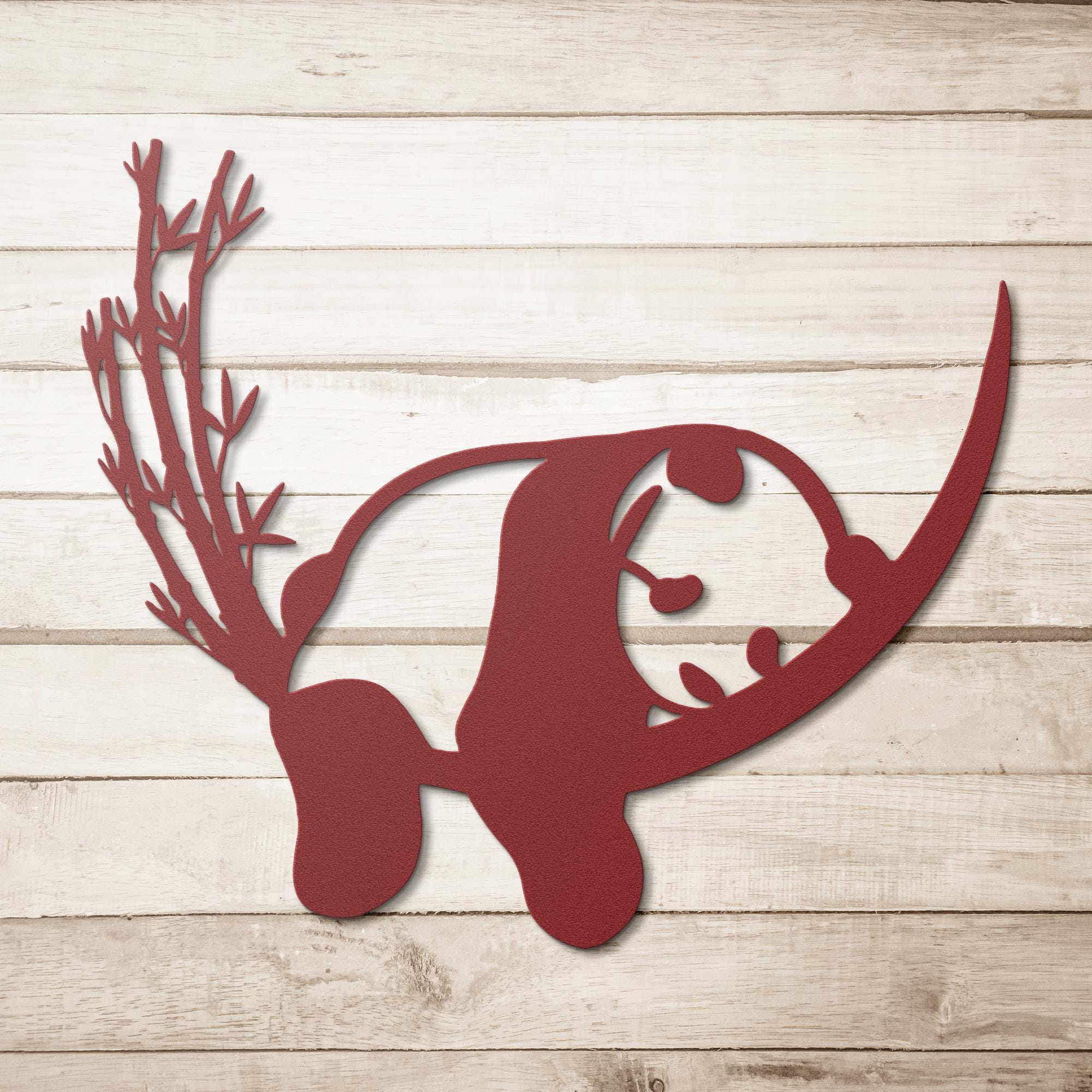 Cute Panda Metal Wall Art, Minimalist Animal Sign, Bamboo Bear Silhouette Decor, Kids Room Nursery Wall Hanging, Unique Bear Lover Gift