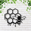 Honeycomb Bee Metal Wall Art, Dripping Honey Sign