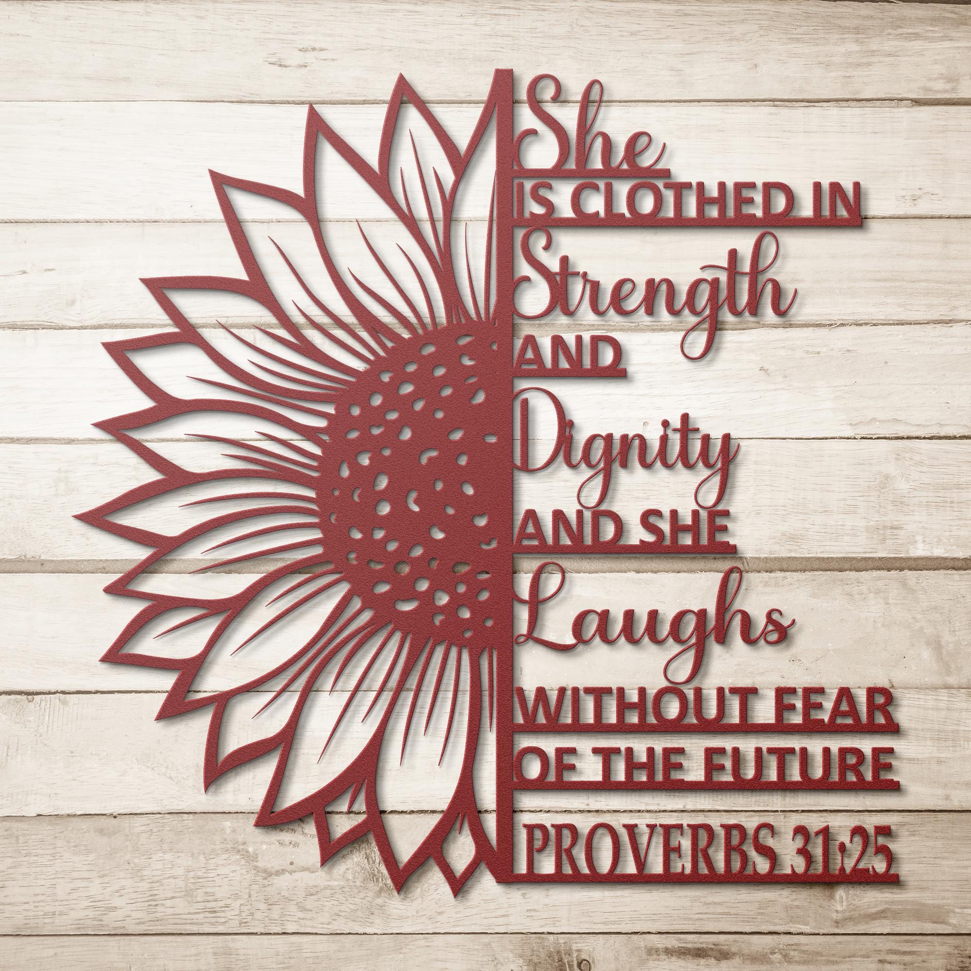 Christian Metal Wall Art, Proverbs 31:25, Faith Home Decor