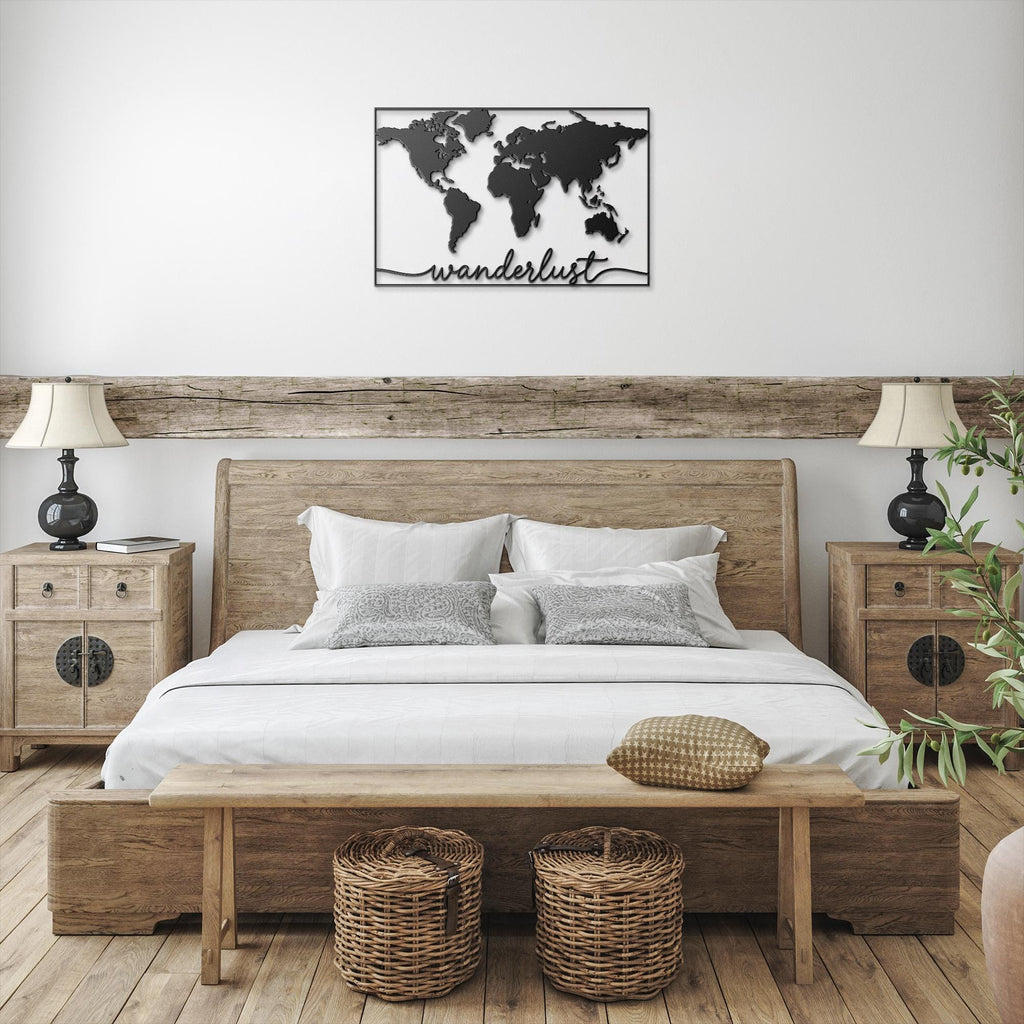 Wanderlust Metal Sign – Boho Travel Wall Decor | Custom Die Cut Art
