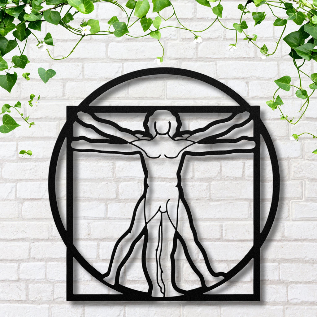 Vitruvian Man Metal Art - Leonardo Da Vinci Sign | Anatomical Wall Decor