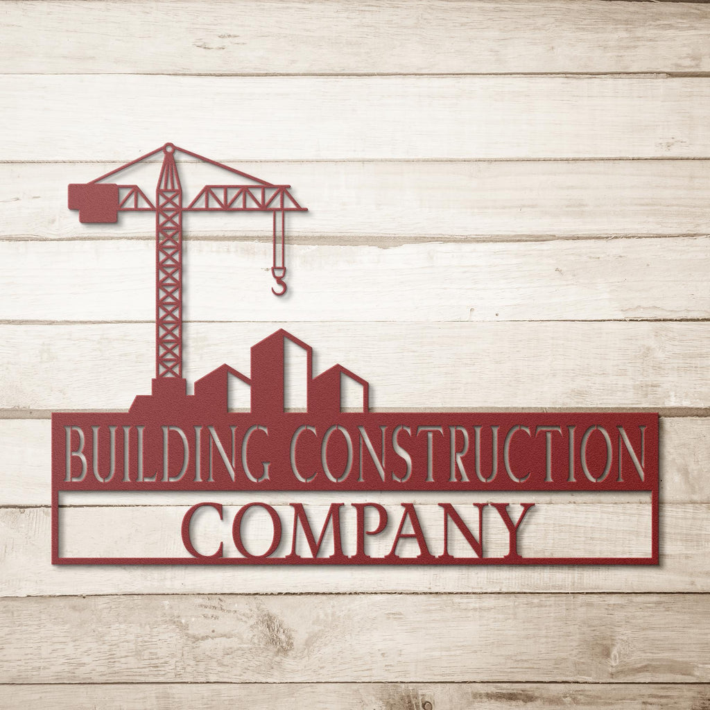 Custom Metal Construction Company Logo Sign: Tower Crane Decor