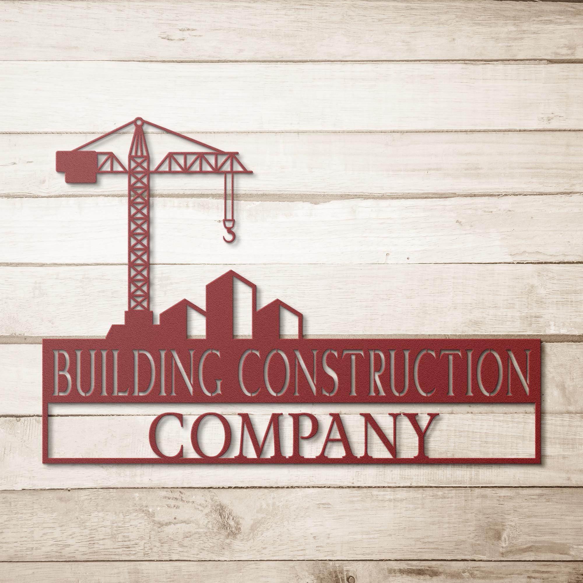 Custom Metal Construction Company Logo Sign: Tower Crane Decor