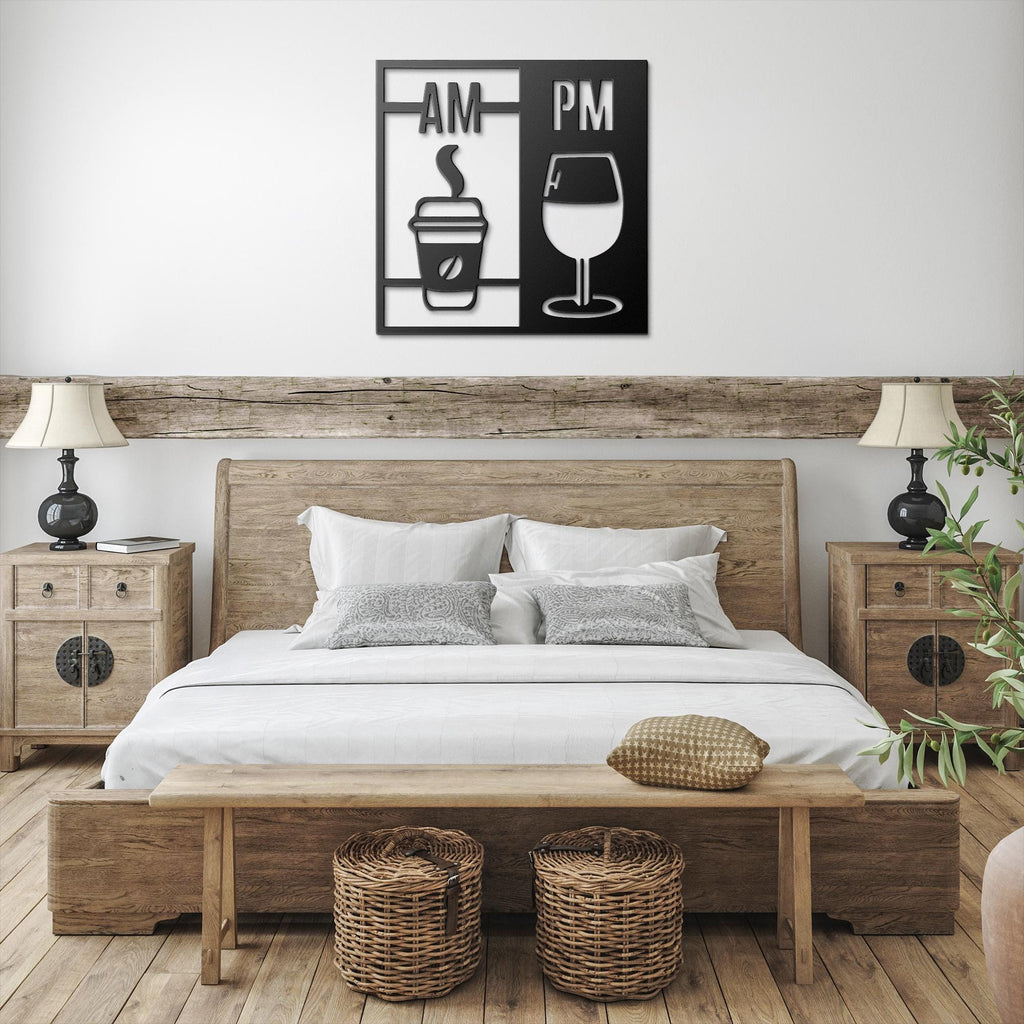 Coffee & Wine Metal Wall Art | AM PM Drink Sign