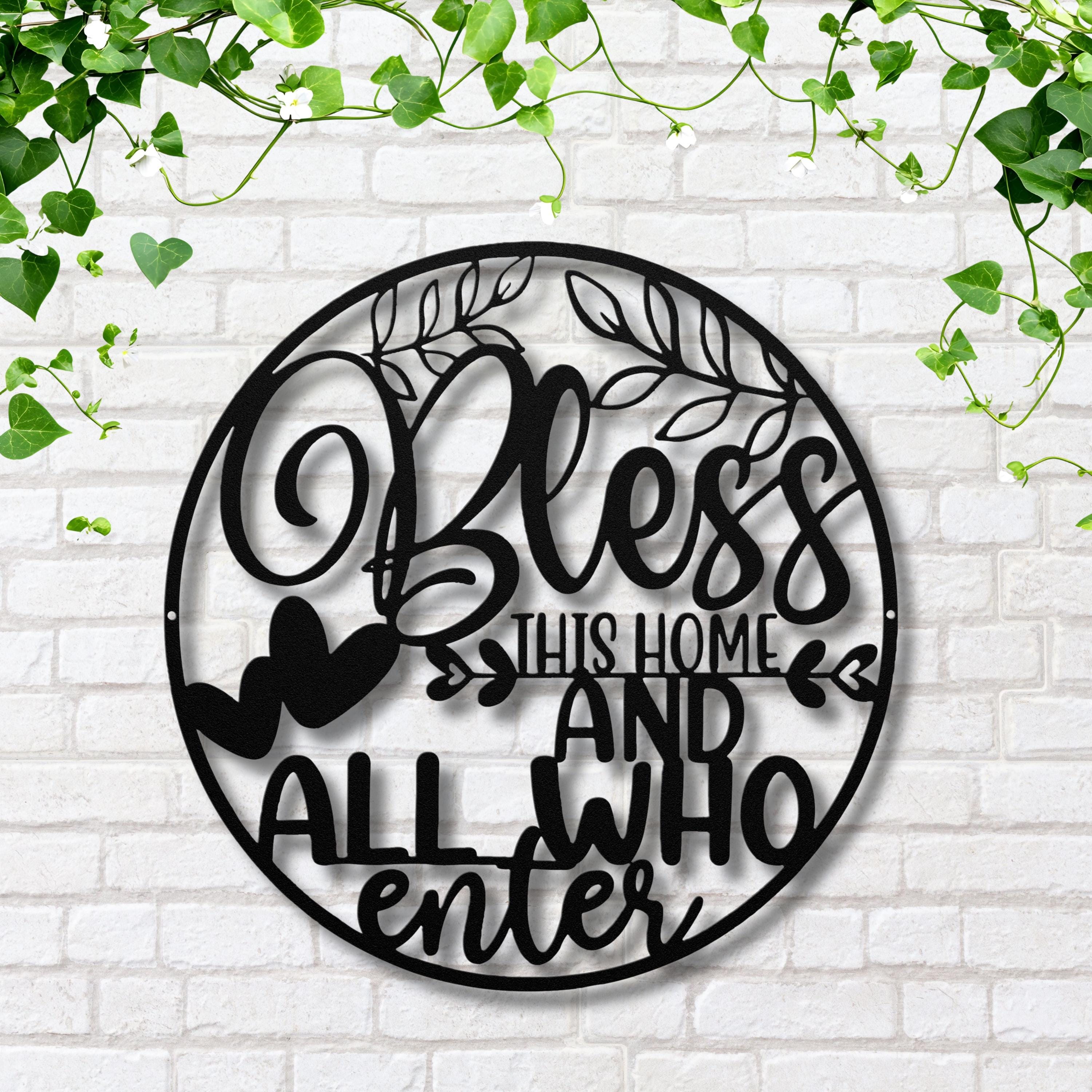 Bless This Home Metal Sign, Round Inspirational Wall Art
