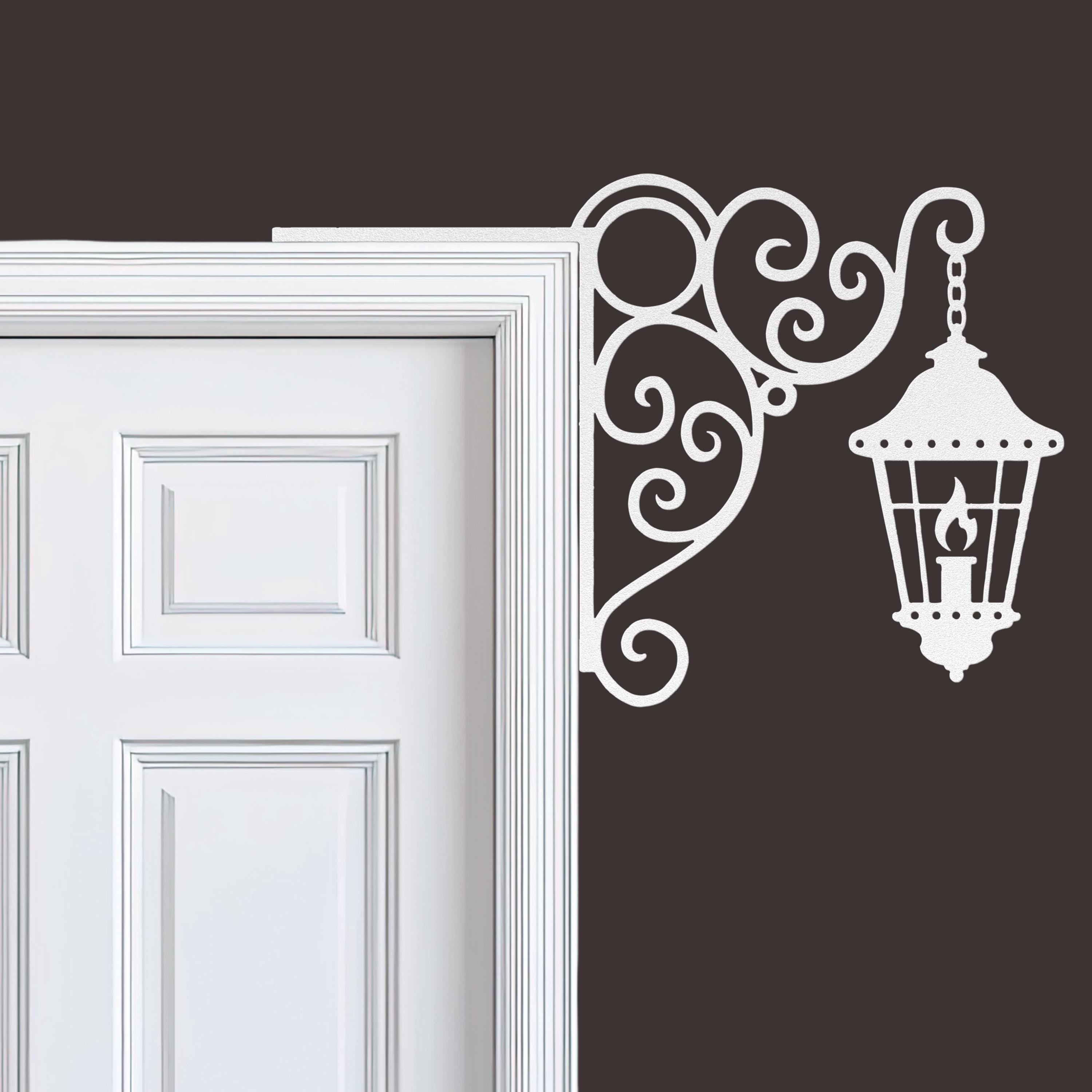 Vintage Lantern Decor - Classic Scrollwork Metal Wall Art | Elegant Door Corner Sign