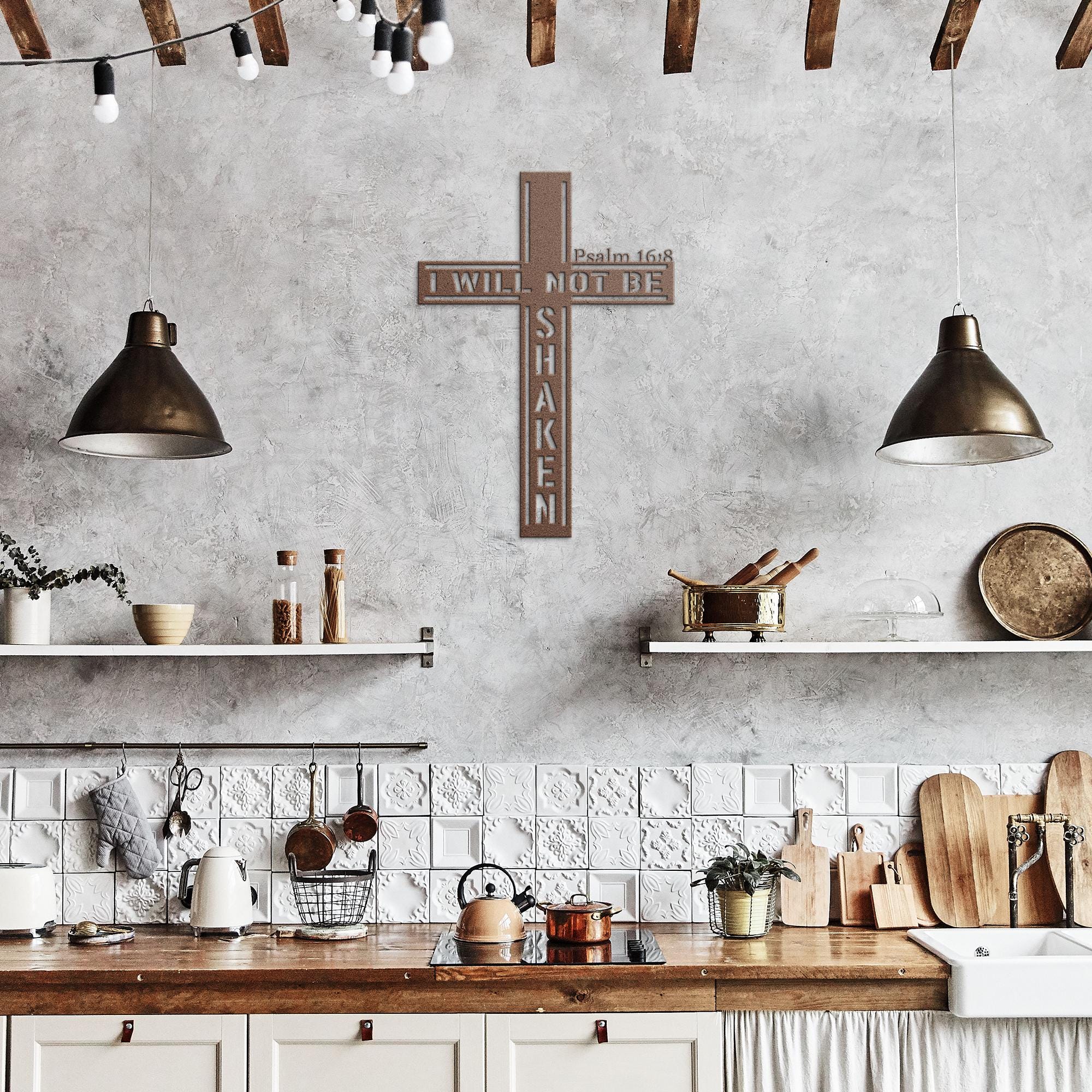 Psalm 16:8 Metal Cross Sign, Christian Home Decor