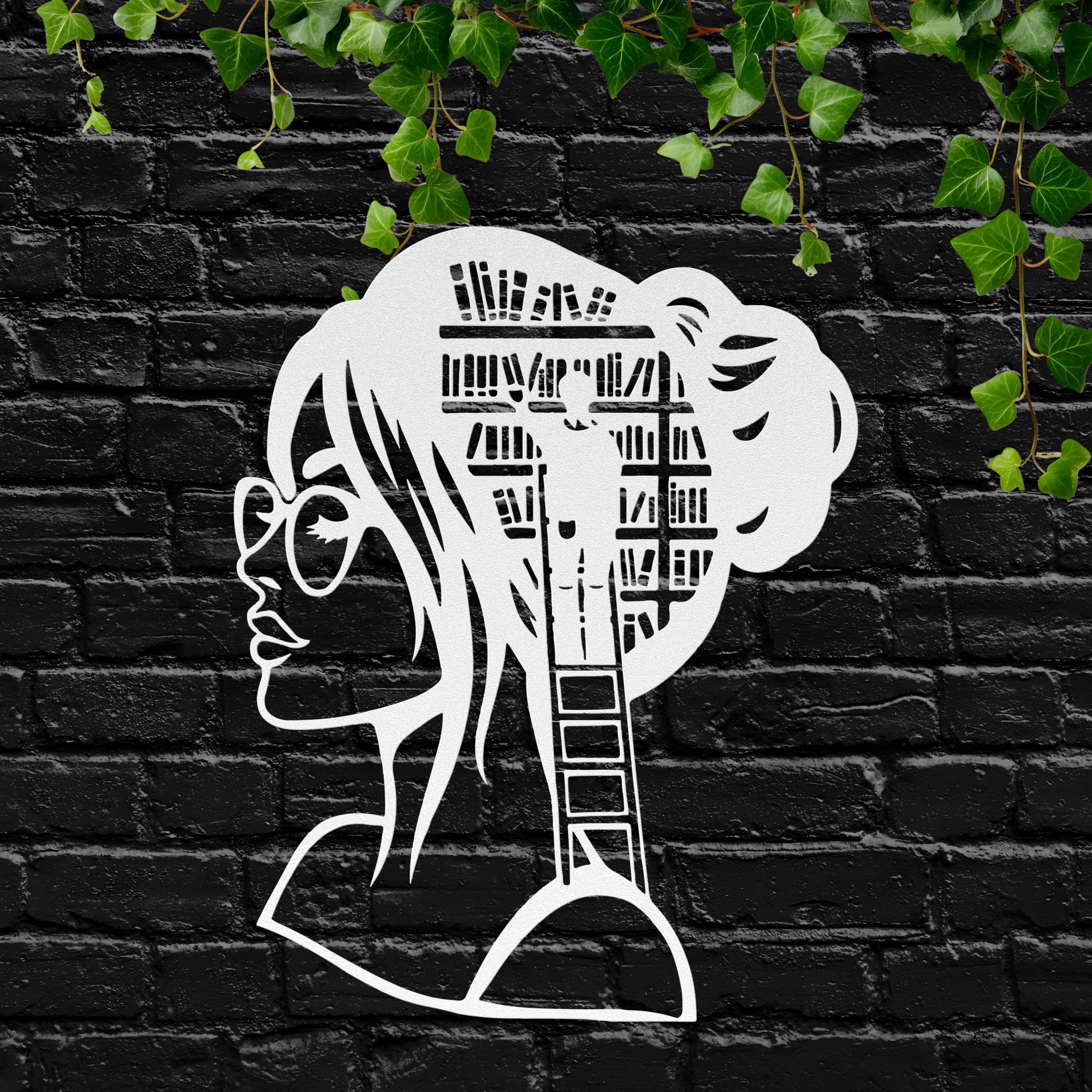 Book Lover Metal Wall Art | Woman Silhouette, Library Decor