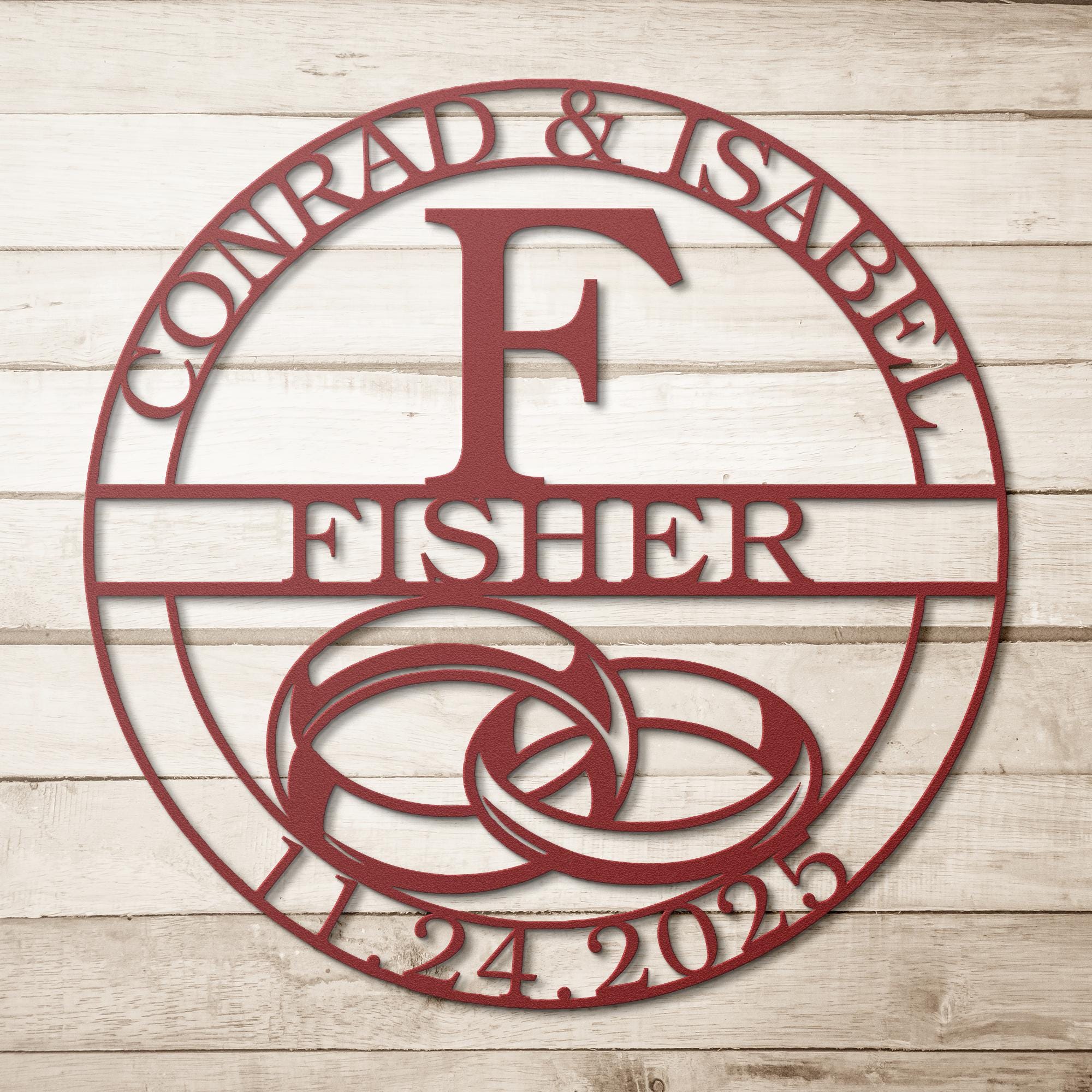 Personalized Wedding Sign - Custom Metal Sign With Couple Names, Date & Monogram