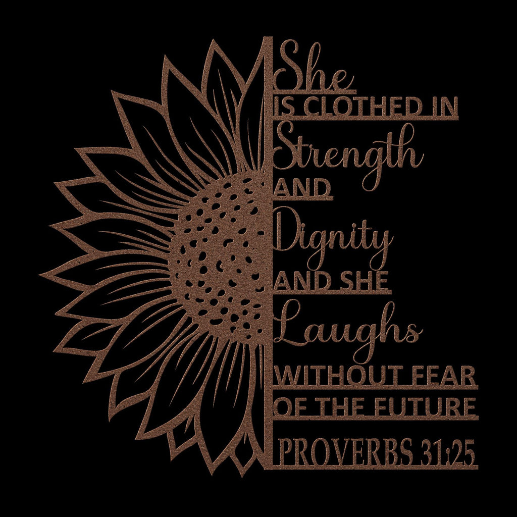 Christian Metal Wall Art, Proverbs 31:25, Faith Home Decor