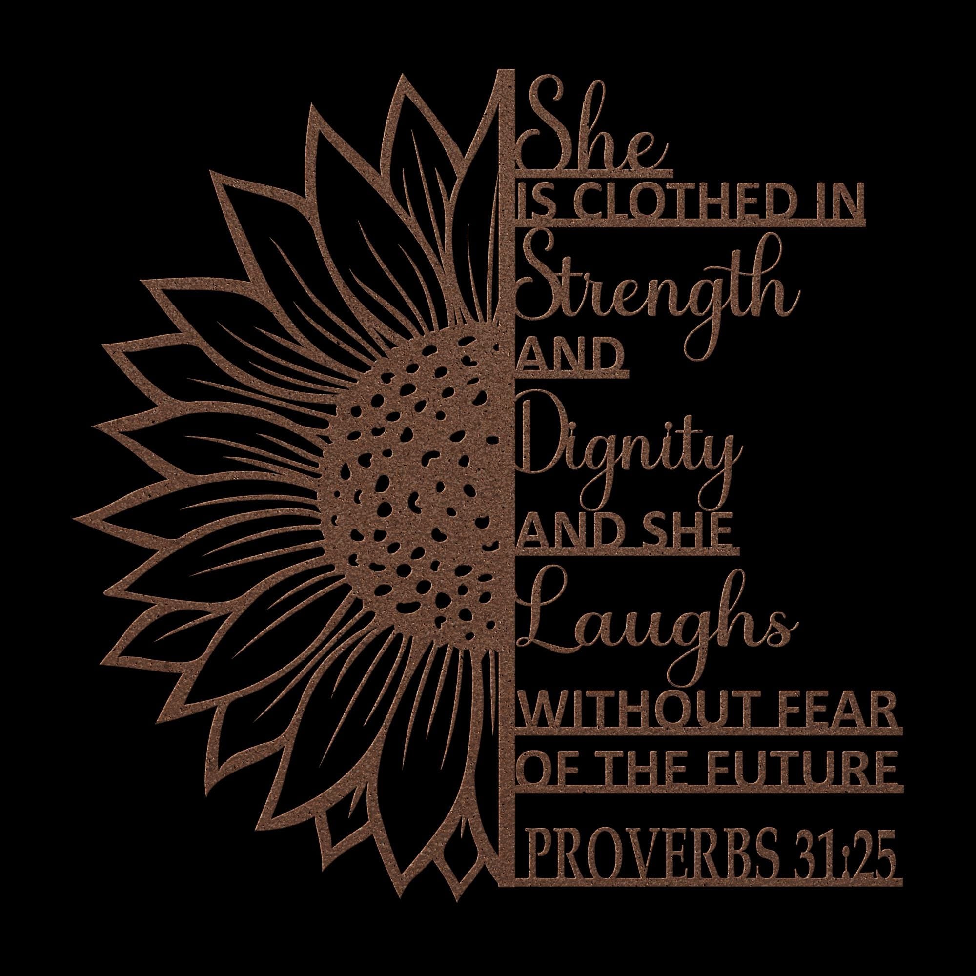Christian Metal Wall Art, Proverbs 31:25, Faith Home Decor