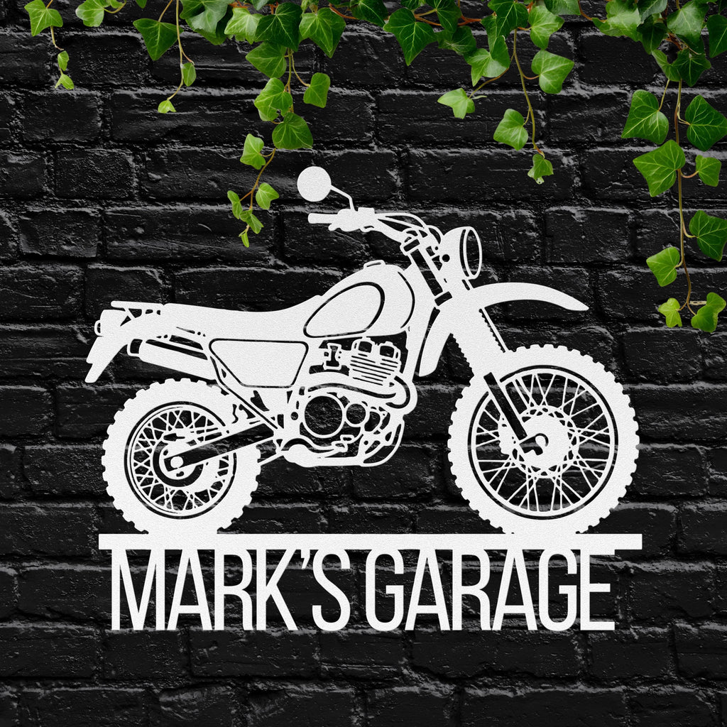 Personalized Dirt Bike Metal Sign, Custom Garage Decor