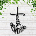 Faith Cross Metal Wall Art, Tulip Flower Christian Sign, Religious Home Decor Gift