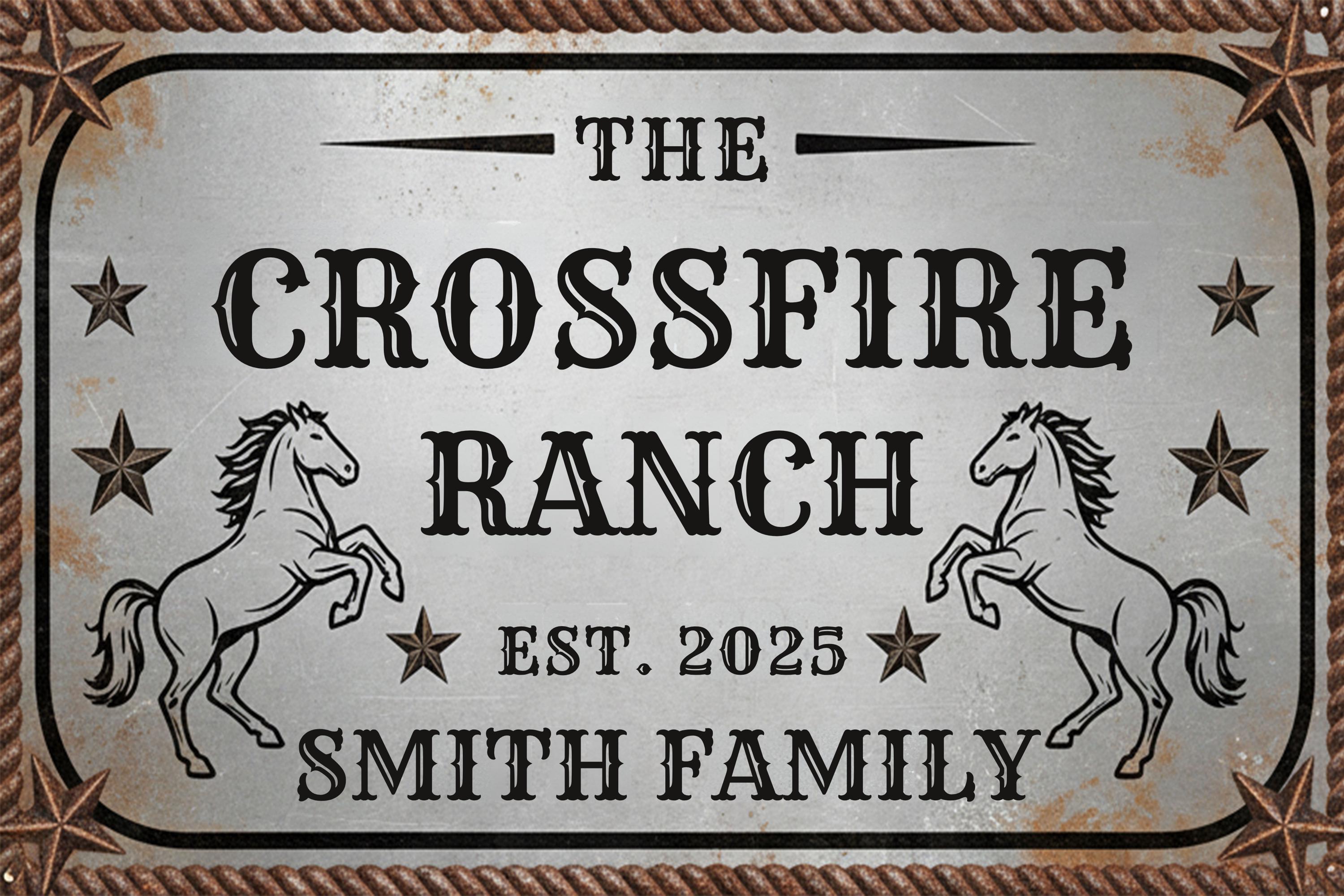 Custom Metal Sign - Rustic Western Farmhouse Decor With Rope Border Design