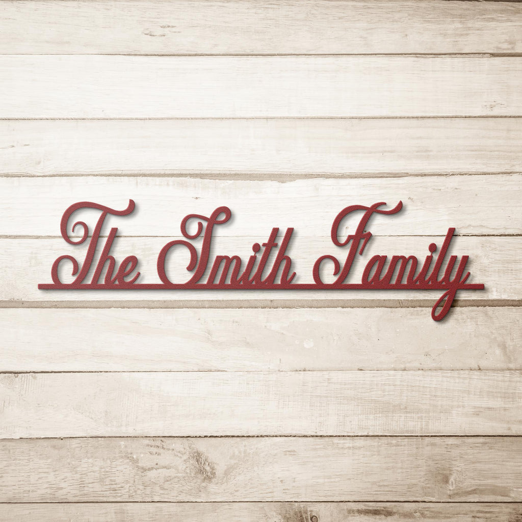 Custom Family Name Metal Sign: Powder-Coated Steel Wall Art