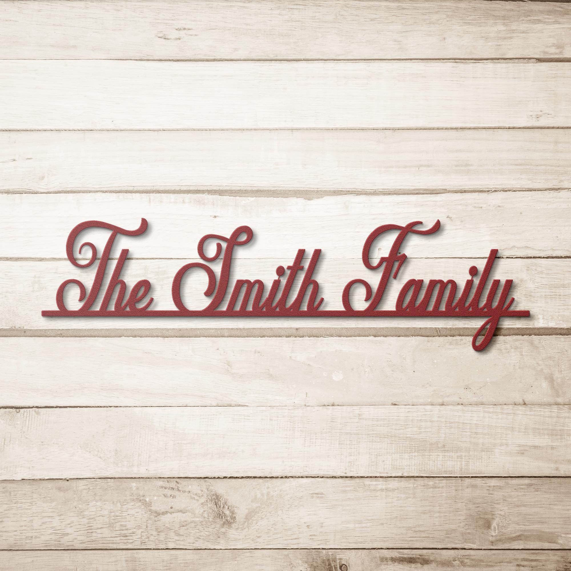 Custom Family Name Metal Sign: Powder-Coated Steel Wall Art