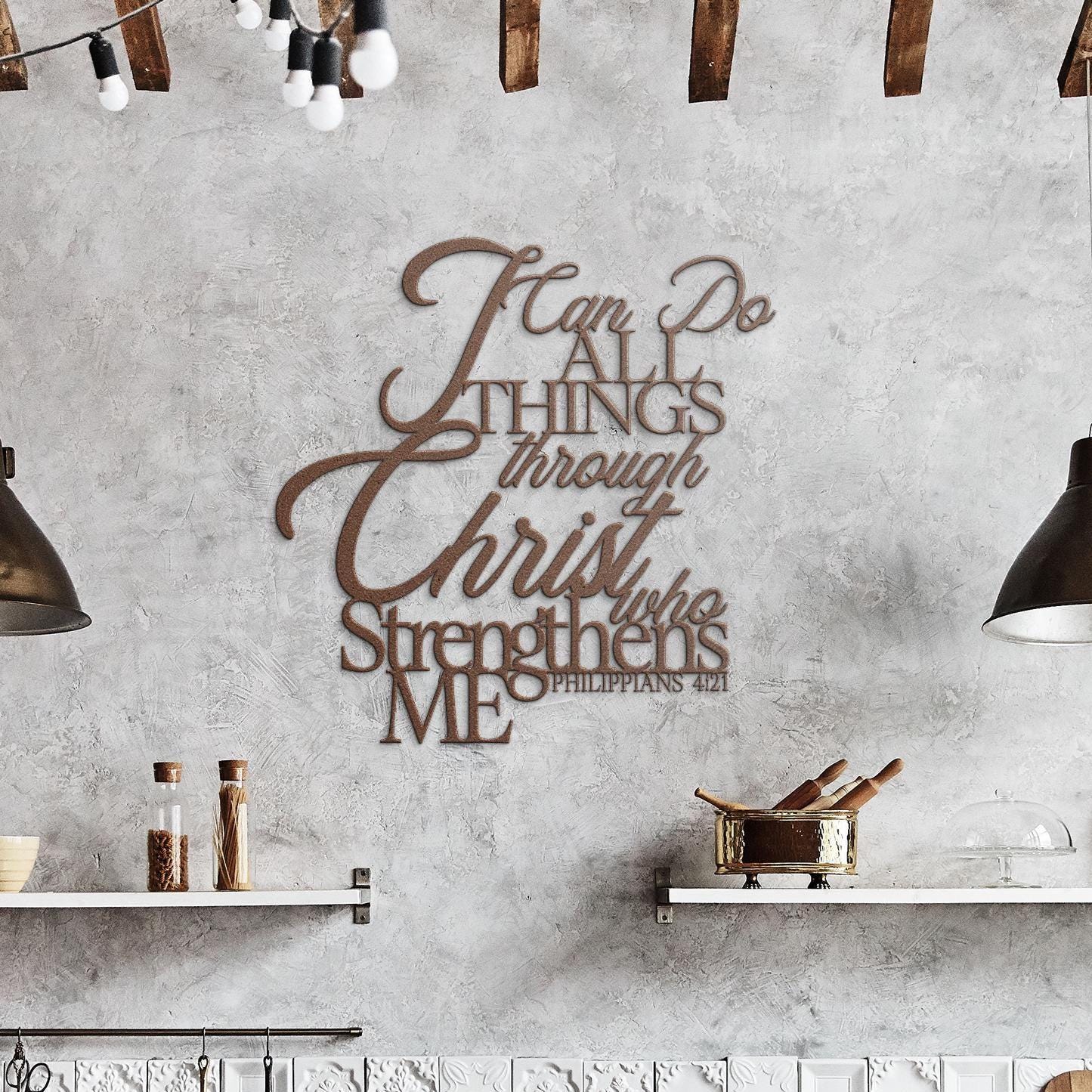 Philippians 4:13 Metal Sign, Christian Scripture Wall Art