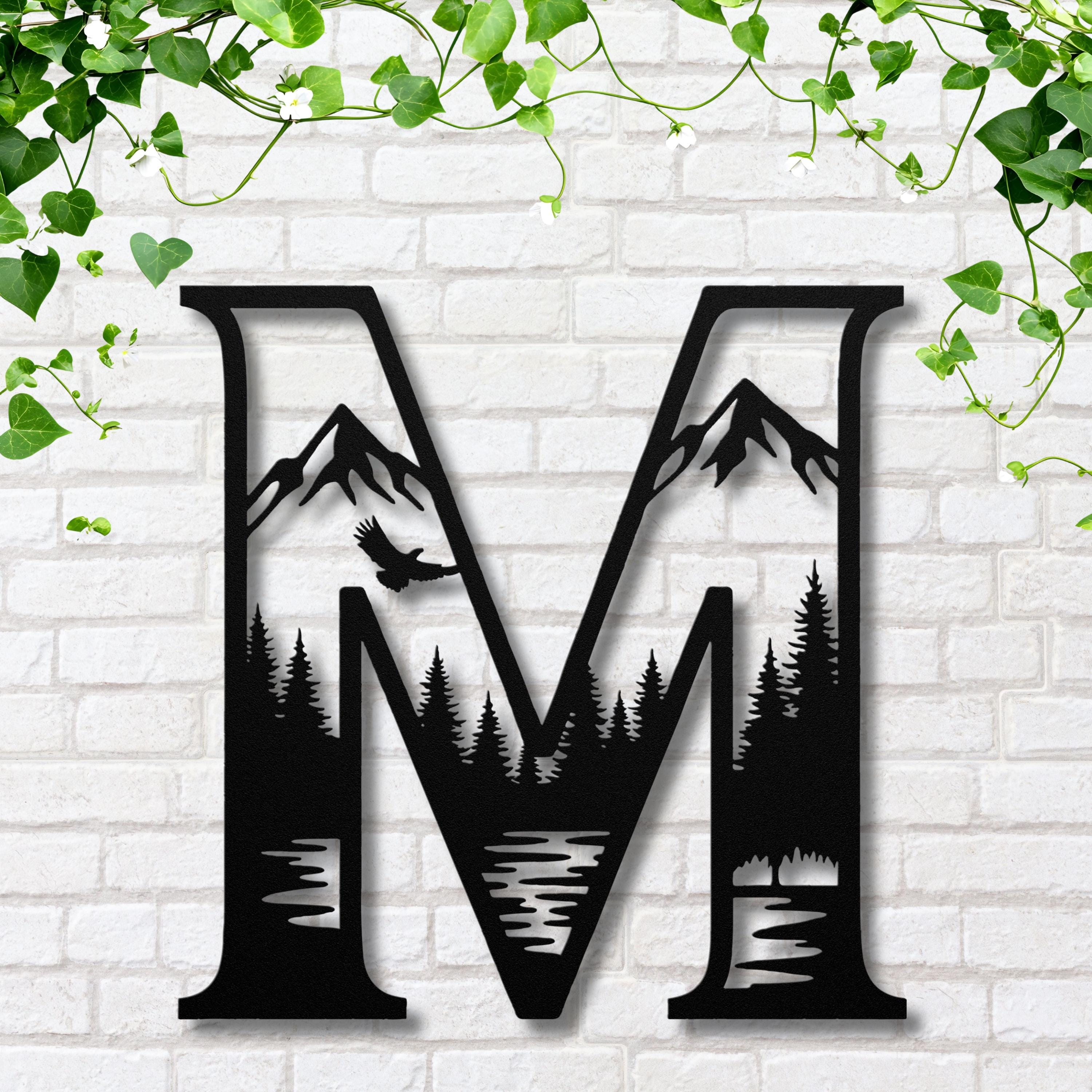 Custom Mountain Forest, Metal Letter Sign, Nature Lover Gift, Outdoor Cabin Wall Decor