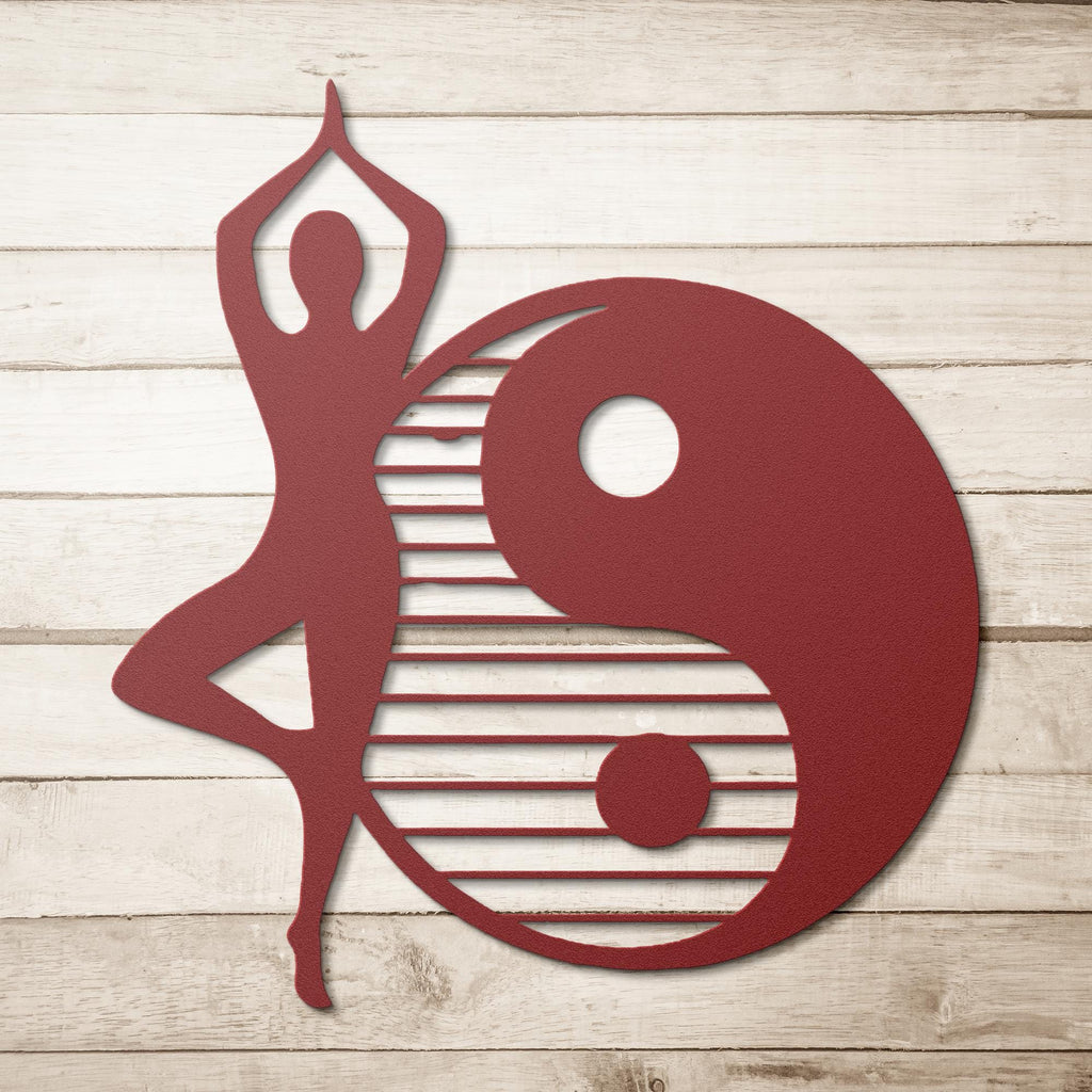 Yoga Pose Yin Yang Metal Wall Art, Meditation Decor