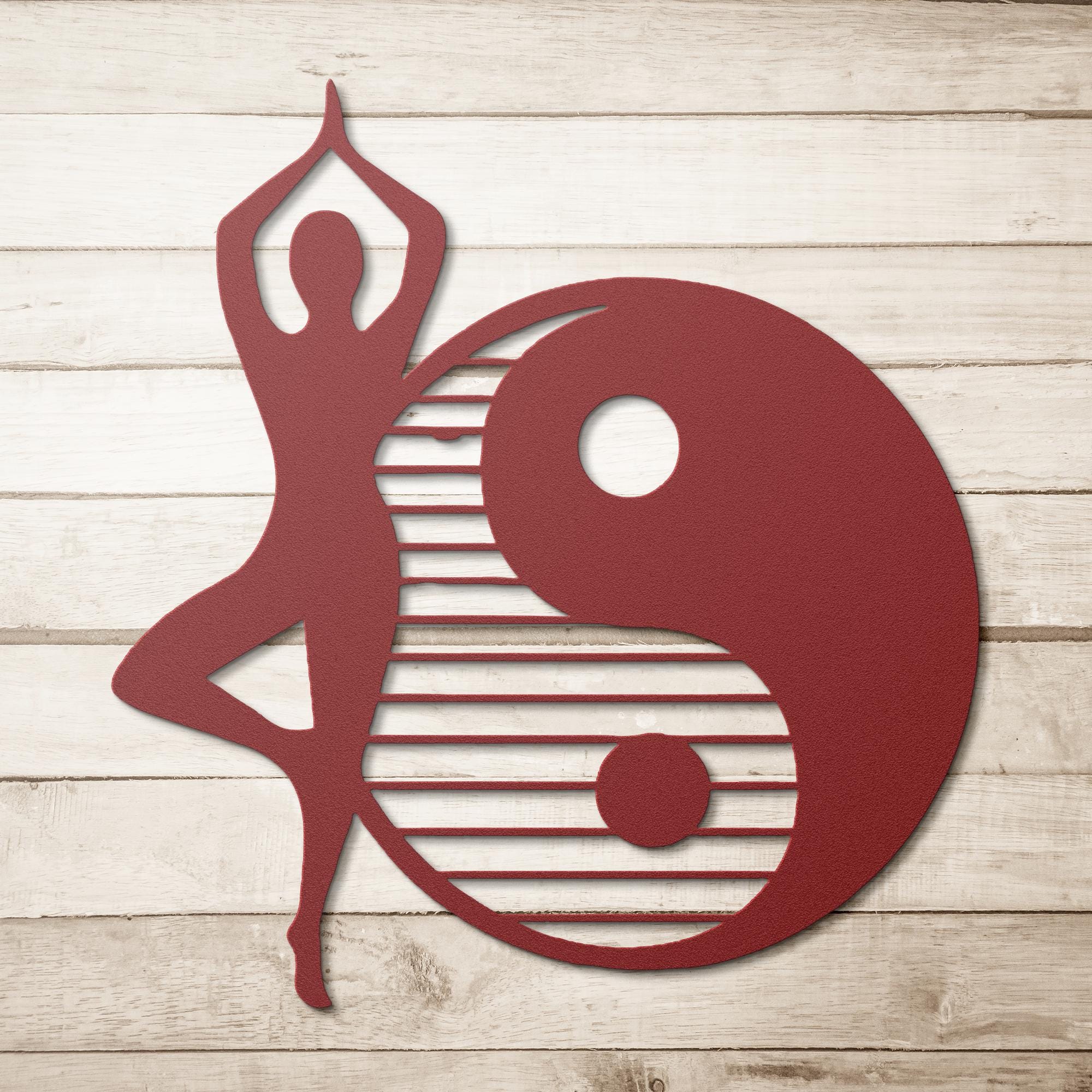 Yoga Pose Yin Yang Metal Wall Art, Meditation Decor
