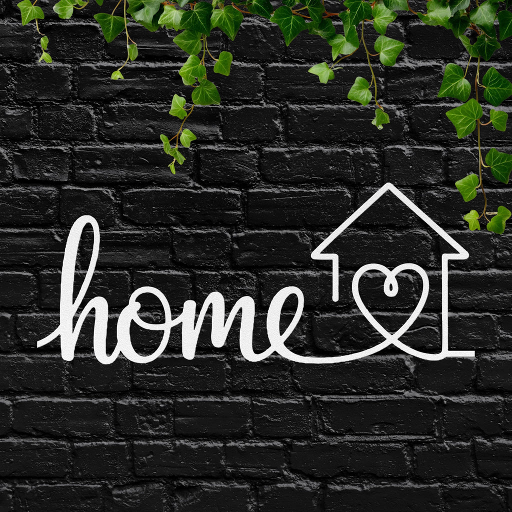 Home Heart Metal Wall Art, Die Cut Sign, Housewarming Gift, Minimalist Home Decor