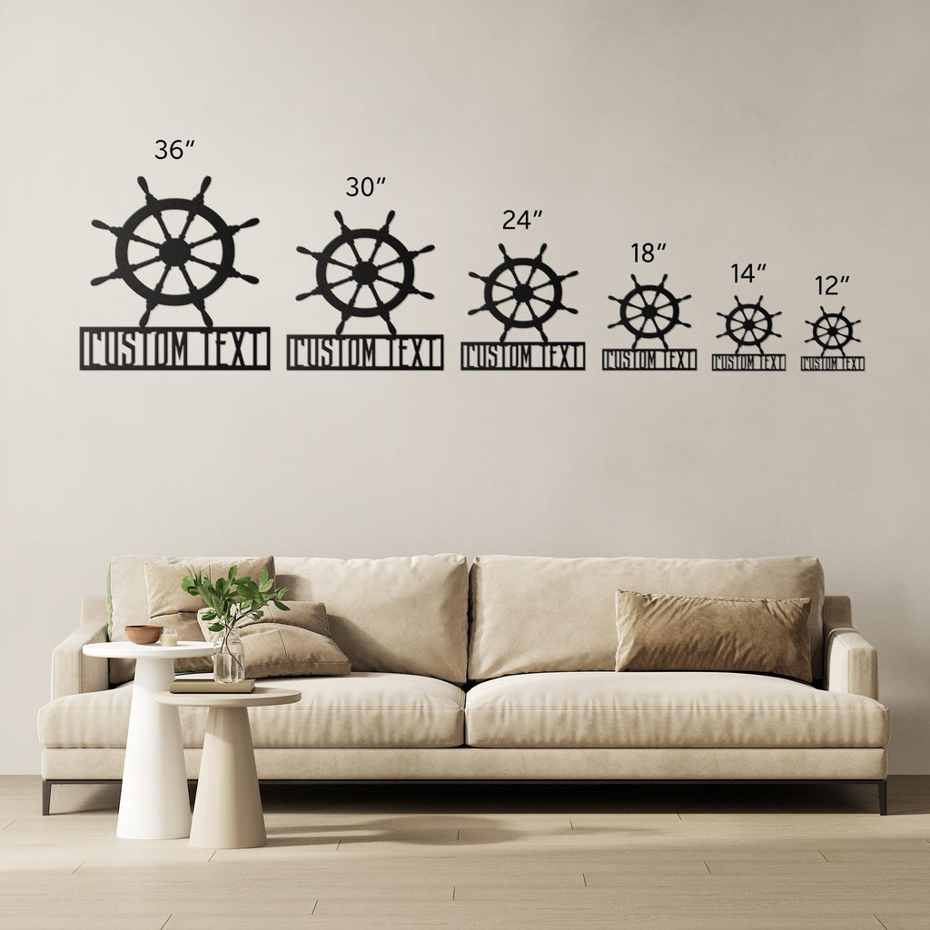 Custom Ship Wheel Metal Sign: Personalized Nautical Decor
