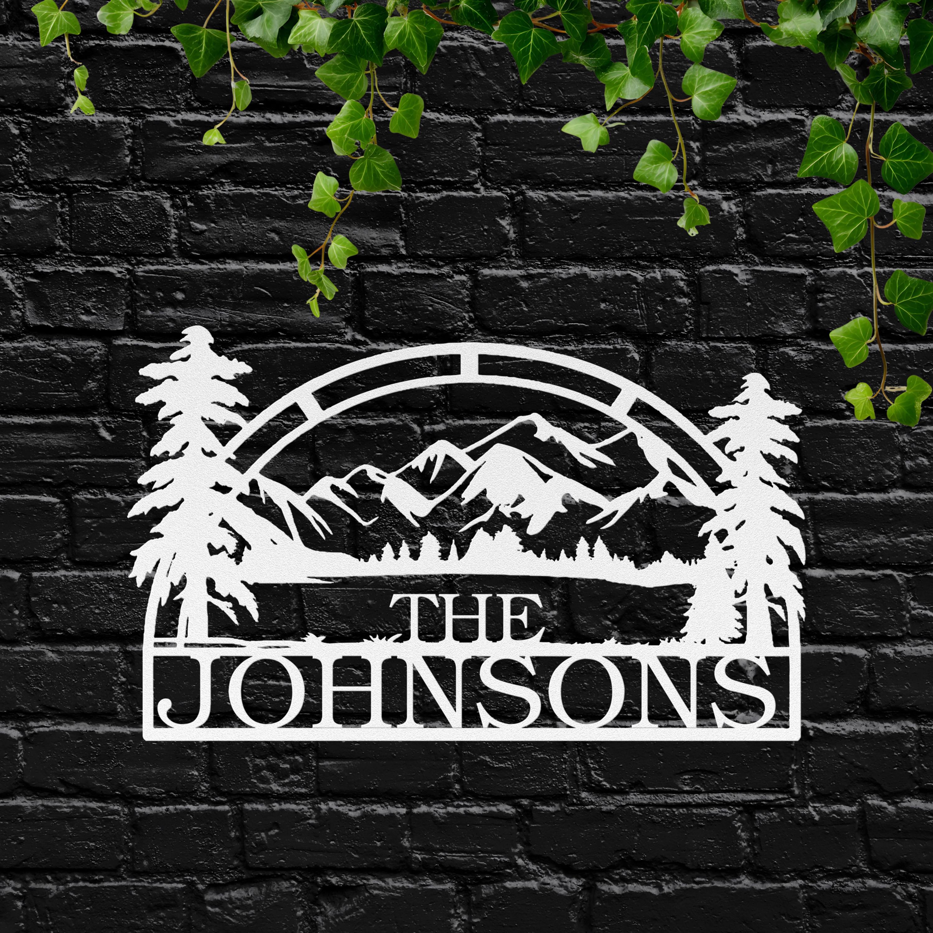 Personalized Family Name Metal Sign, Mountain Cabin Decor